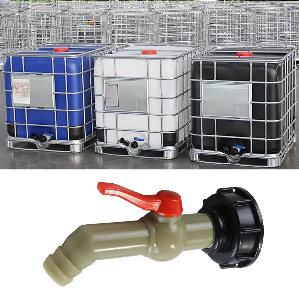 Ubric Paquete de 2 válvulas de Escape IBC Accesorios para Tanque de Agua, una Bola de ángulo Recto y una válvula de Bola Inclinada
