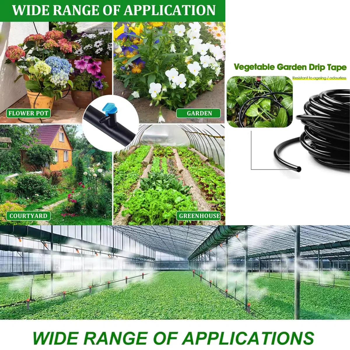 Microtubo de Riego 4mm para Goteo, Tubería para Riego, Fabricada en PVC Flexible y Resistente con 6mm de Diametro Exterior, Disponible en Rollo de 10, 25 y 50 metros, Color Negro (50 metros)