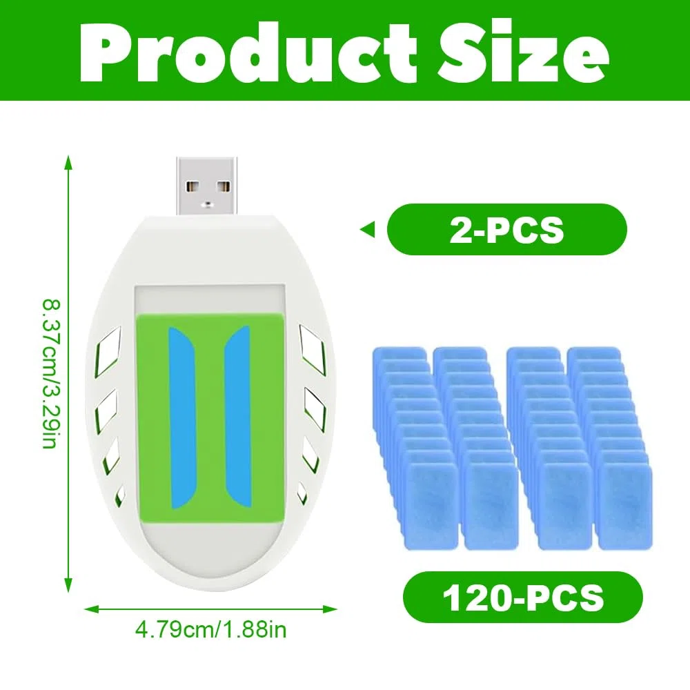 Portátil USB Repelente De Mosquitos Eléctrico, USB-Repelente Mosquitos Eléctrico, Portátil USB Repelente Mosquitos Electrico con 120 Pastillas Repelentes De Mosquitos, para Casa De Verano