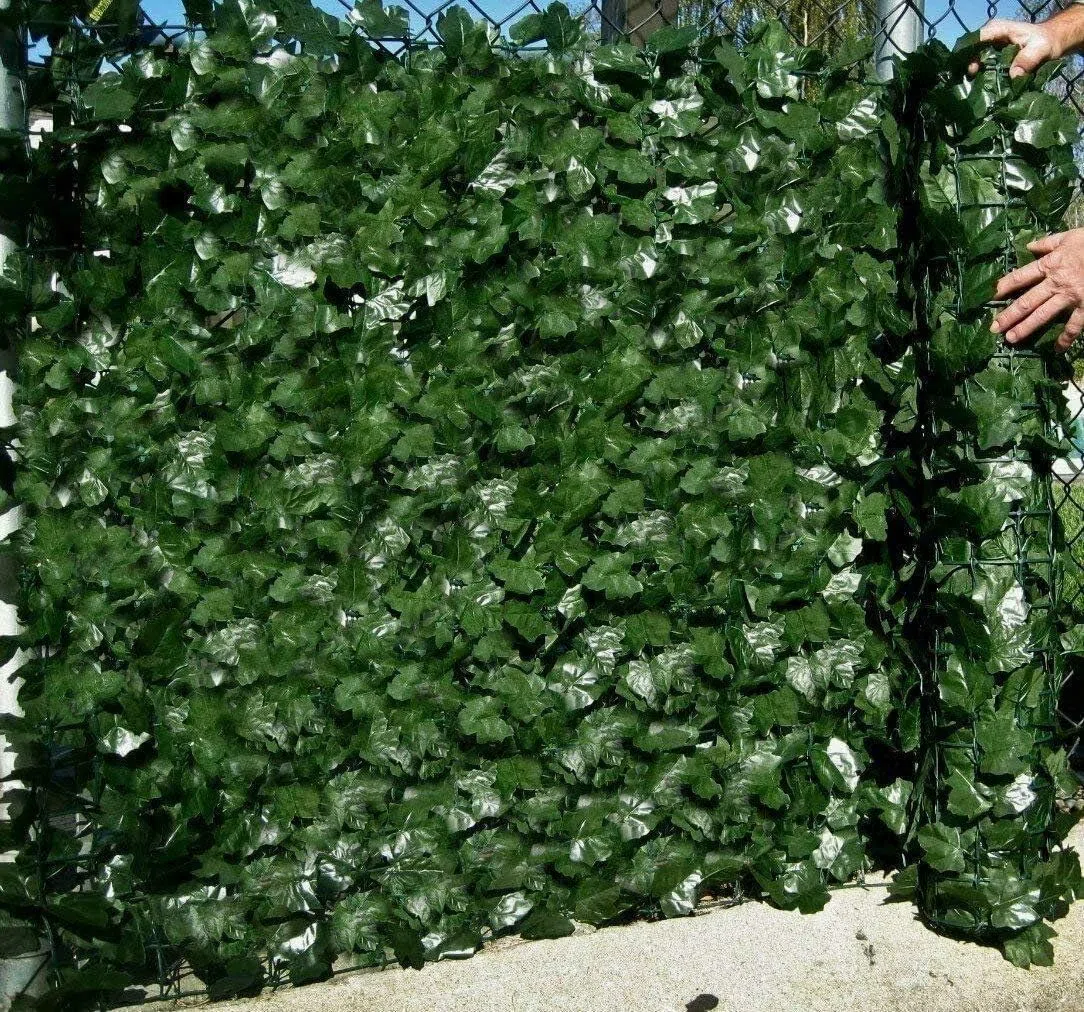 Valla de hiedra artificial, rollo de setos de hojas artificiales verdes, valla de privacidad, enrejado de hojas para balcón, decoración de pared (hojas de camote oscuro, 0,5 x 3 m)