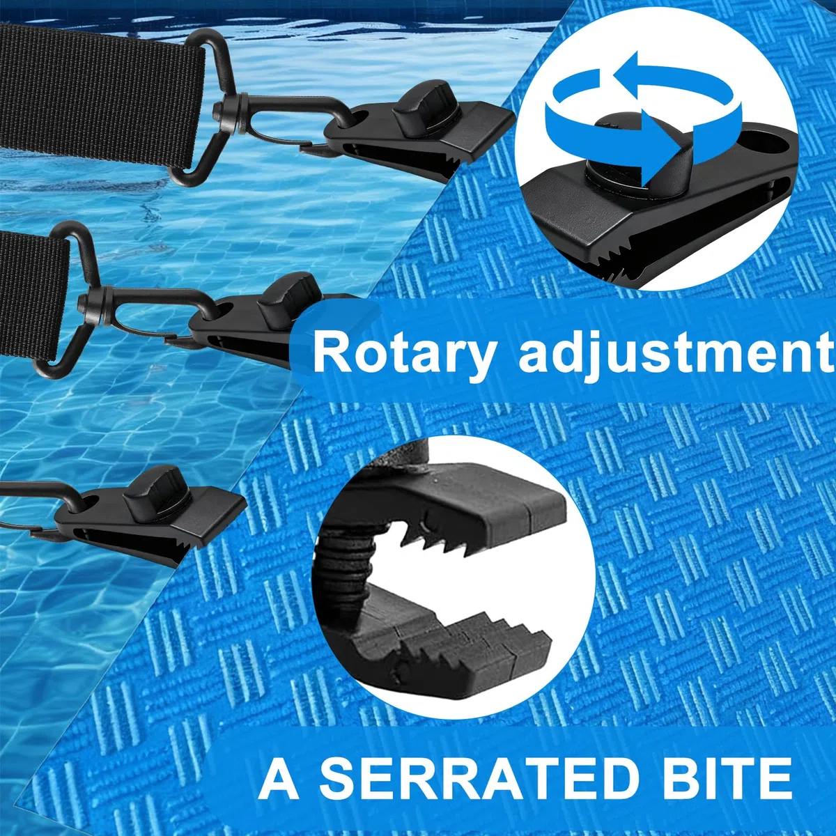 Juego de 8 Cintas de fijación y Grapas, Cintas de fijación para Lonas de Piscinas, recambios y Accesorios para Sistemas de Enrollado móviles, Lonas solares, Lonas de Piscina, Cubiertas
