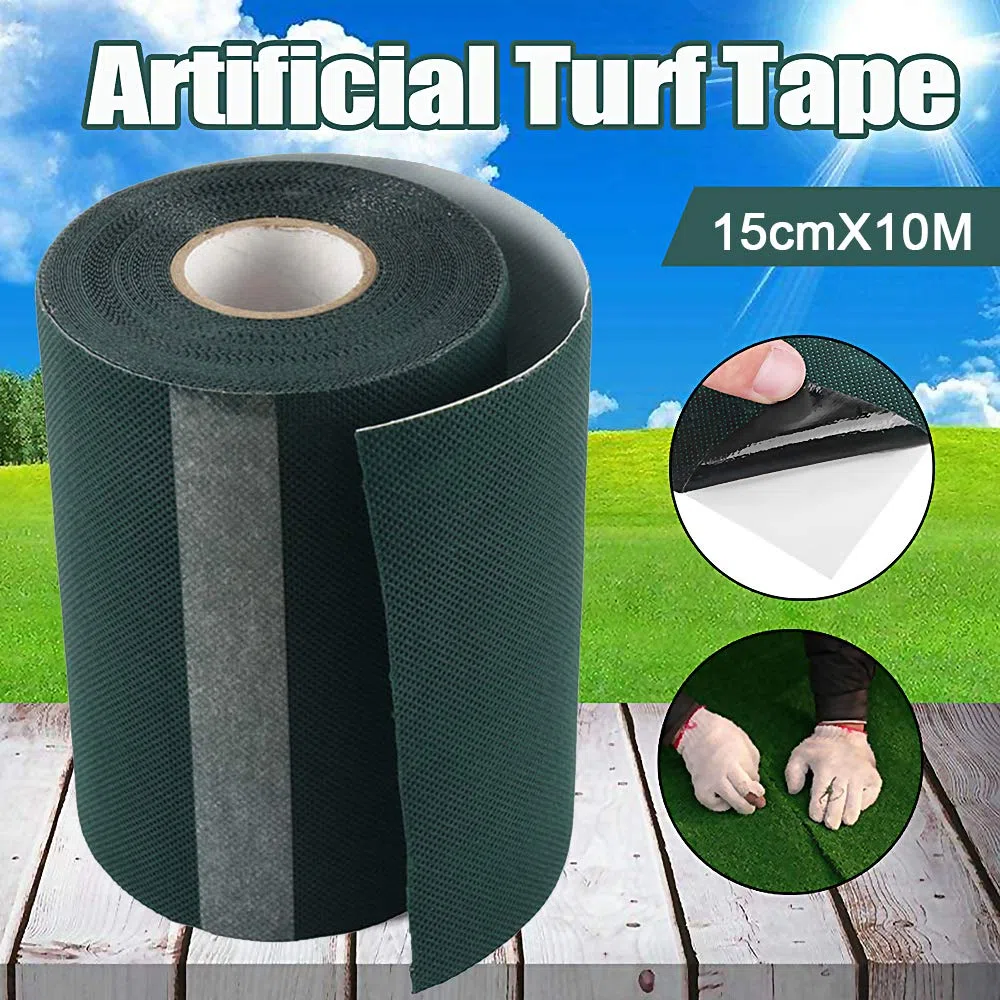10 x 15 cm, cinta adhesiva para césped artificial, cinta de césped artificial, cinta artificial de costura de hierba verde, cinta de unión para conectar alfombra de césped jardín (1 unidad)