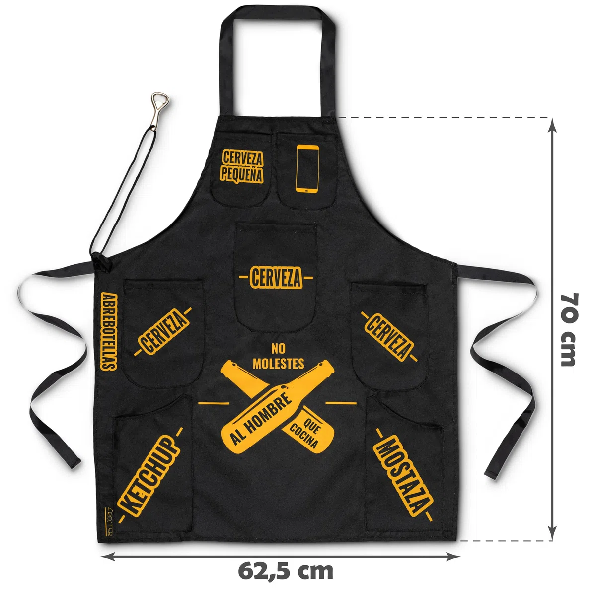 Froster Delantal Barbacoa Hombre, Delantal Cocina Hombre Divertido, Impermeable, 7 Bolsillos para Cerveza, Regalo Padre, Hermano, Marido, Amigo