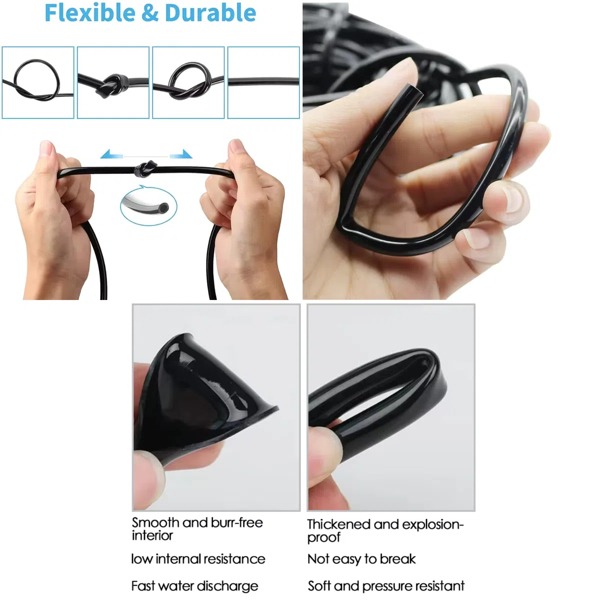 Microtubo de Riego 4mm para Goteo, Tubería para Riego, Fabricada en PVC Flexible y Resistente con 6mm de Diametro Exterior, Disponible en Rollo de 10, 25 y 50 metros, Color Negro (50 metros)