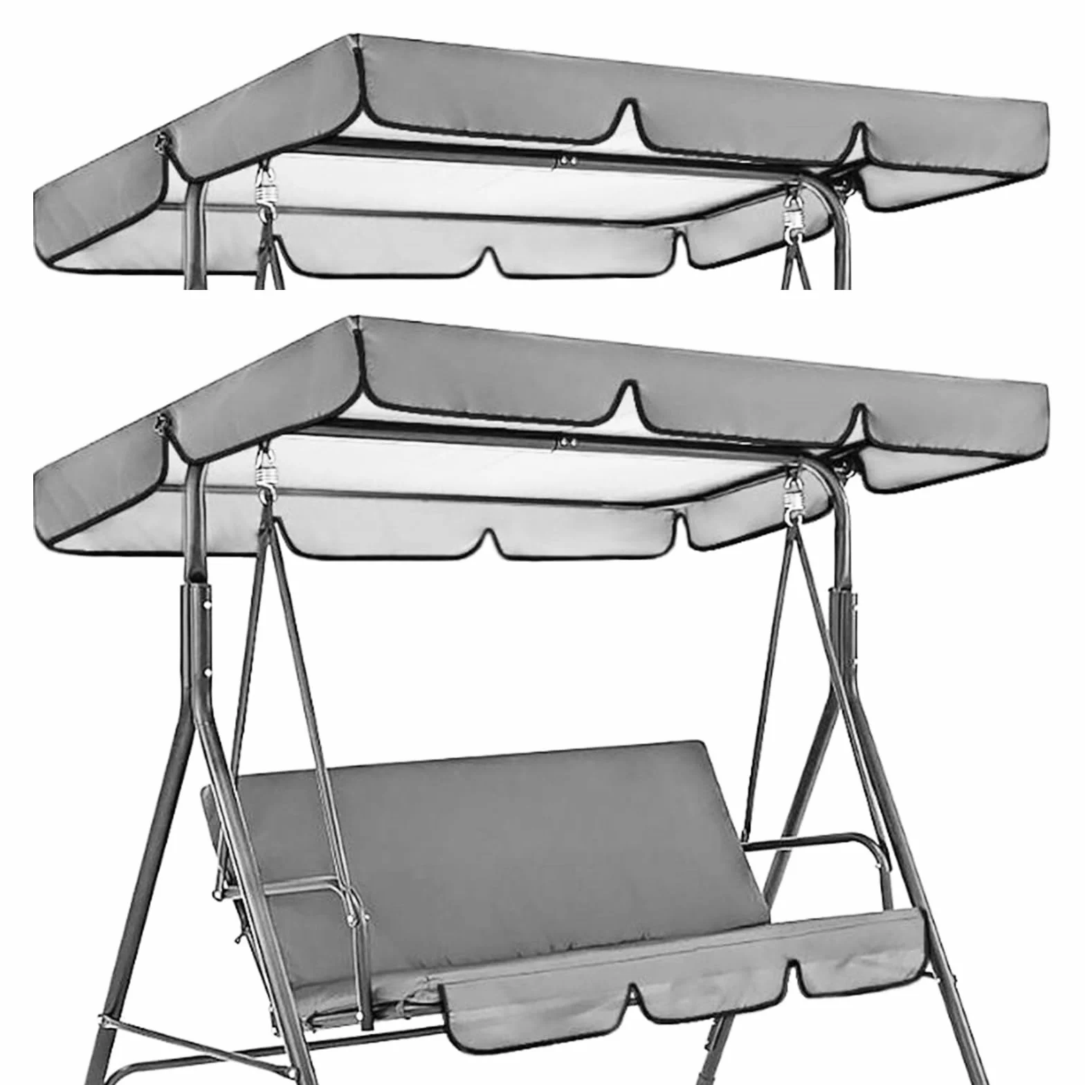 Toldo solar para columpios de jardín, toldo solar universal para exteriores, toldo para columpio de jardín, toldo impermeable para columpio de jardín de repuesto para columpio de jardín (gris oscuro)