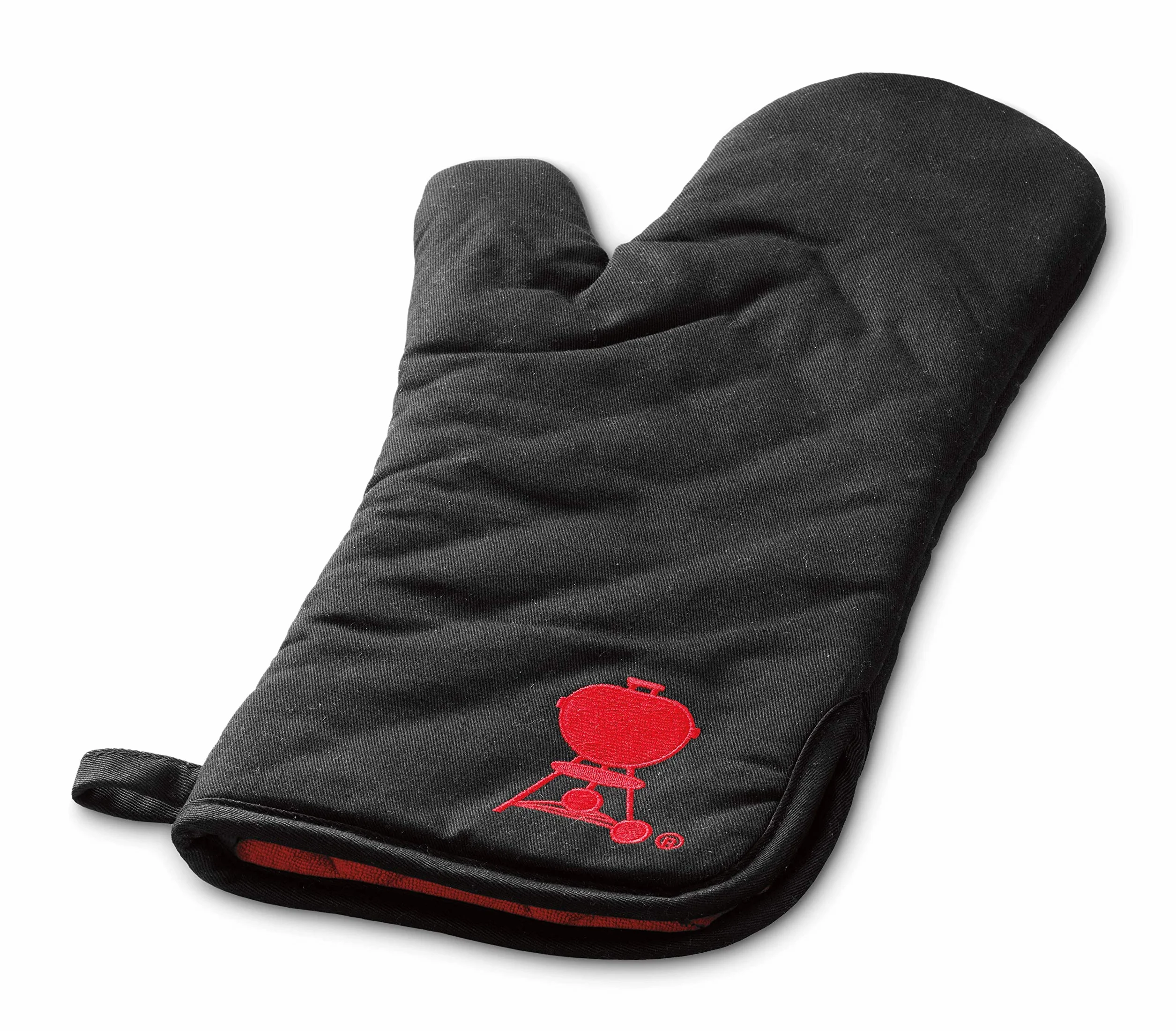 Weber Manopla para barbacoa, con logo rojo de Weber Kettle, protege las manos del calor - Negro (6472)