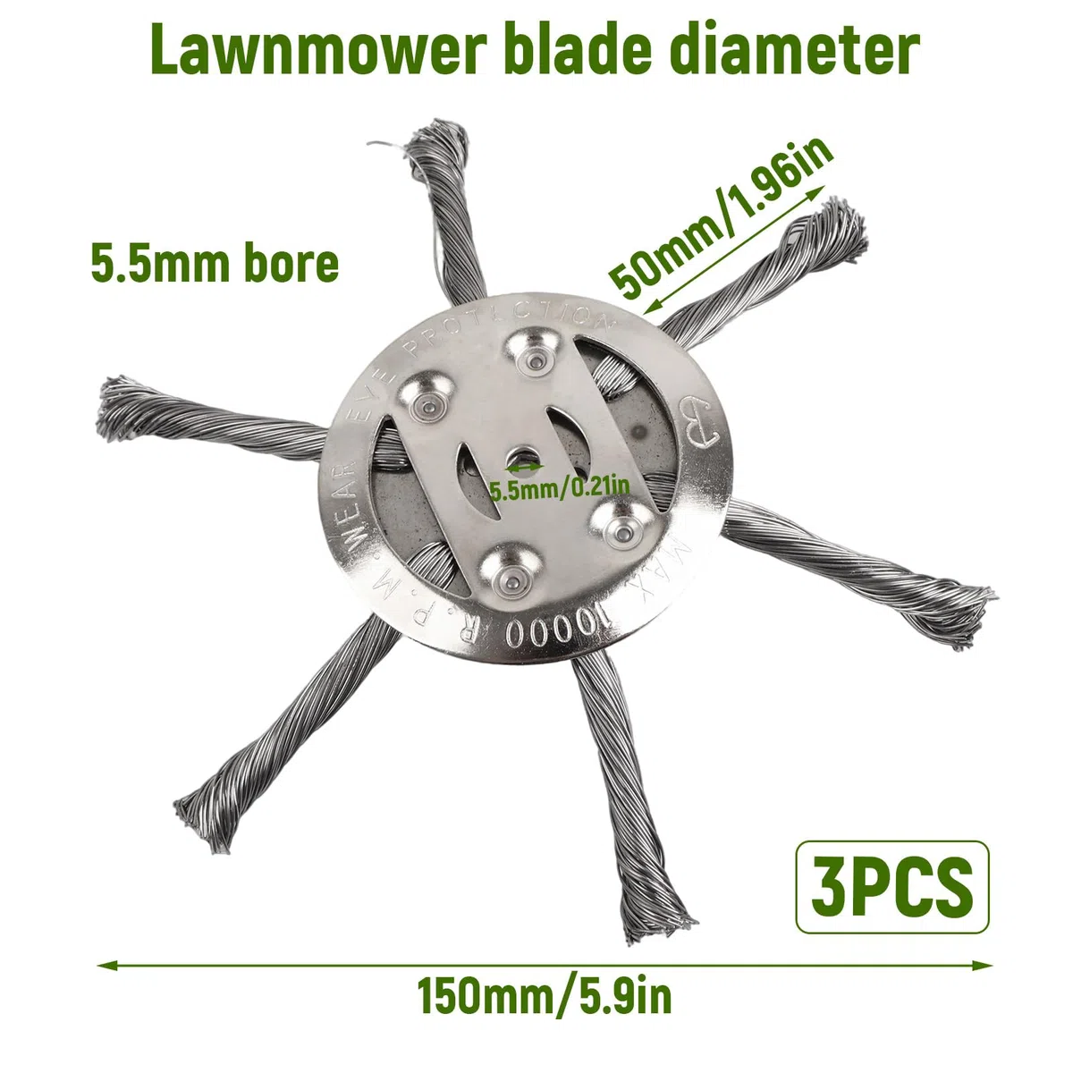 3 Piezas Cabezal Desbrozadora, Cuchilla Desbrozadora de Alambre de Carbón 6 Cuchillas, Accesorios Desbrozadora Adaptable a Desbrozadoras Eléctricas Pequeñas de Batería con Herramientas de In