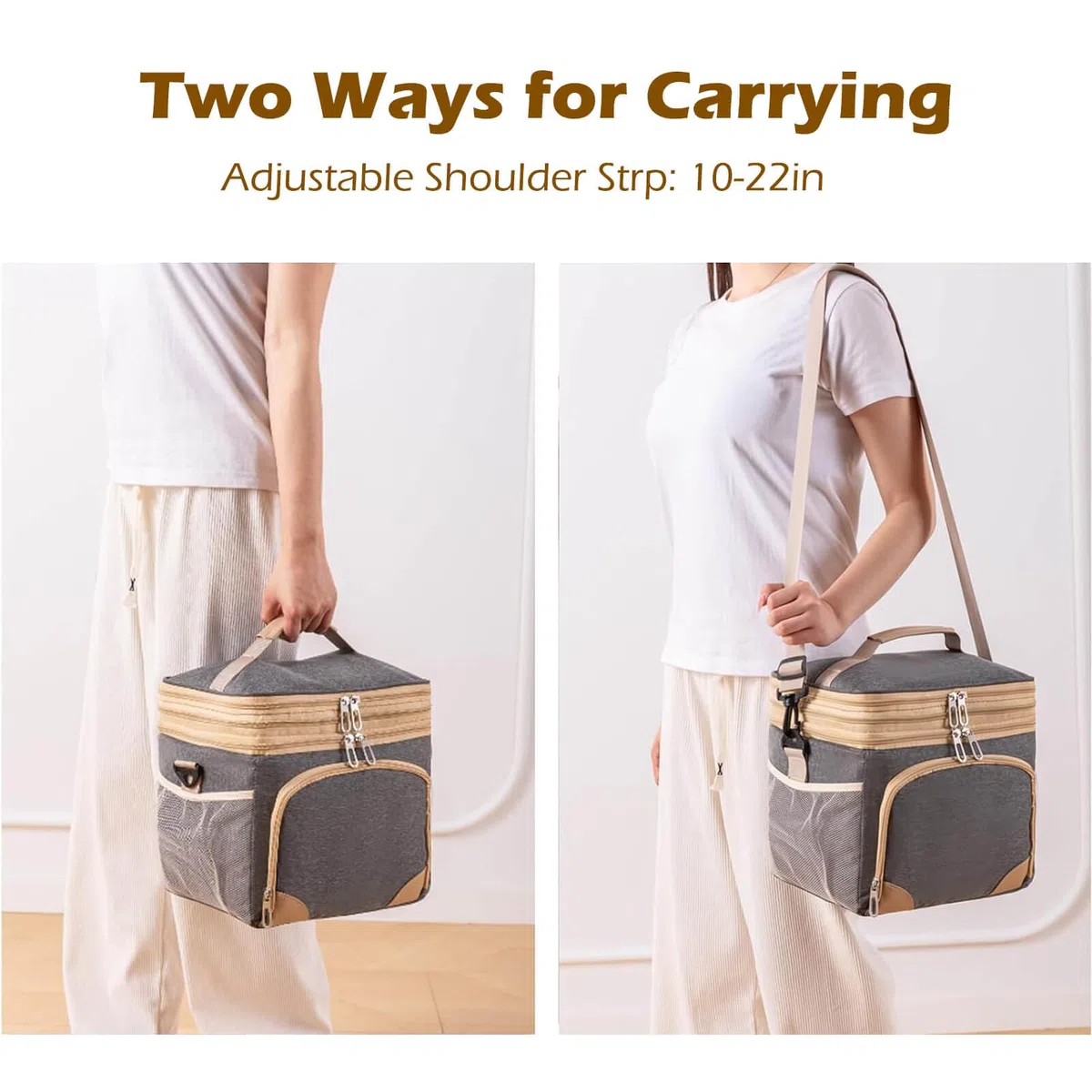 Bolsa térmica, Bolsa de picnic de 15L, Bolsa de almuerzo, Bolsa térmica para transportar alimentos (Gris, 15L)