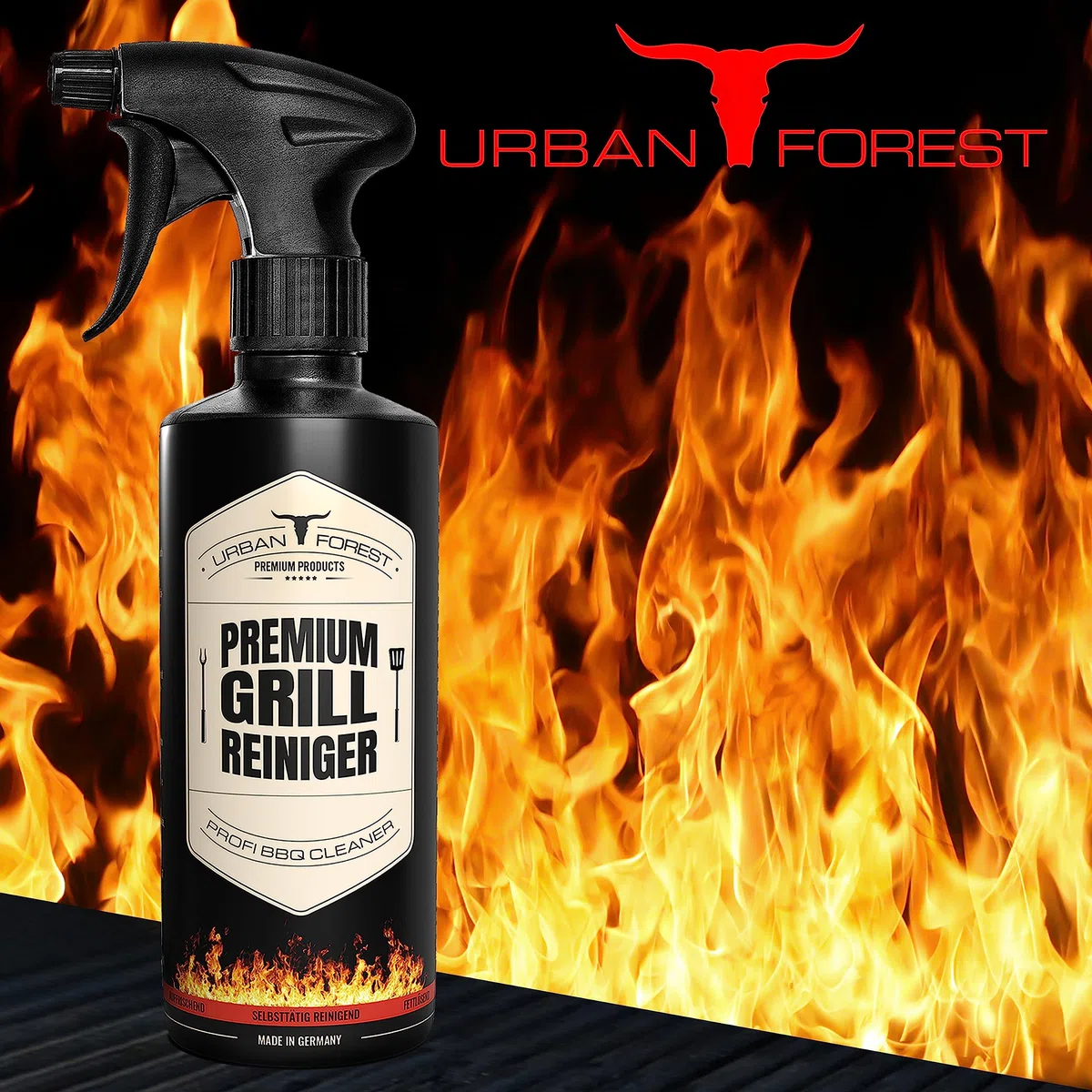 Urban Forest - Limpiador de horno Extrem y gel de limpieza para parrillas, como limpiador potente, elimina la resina de humo, para hierro fundido y ollas de hierro fundido, 500 ml