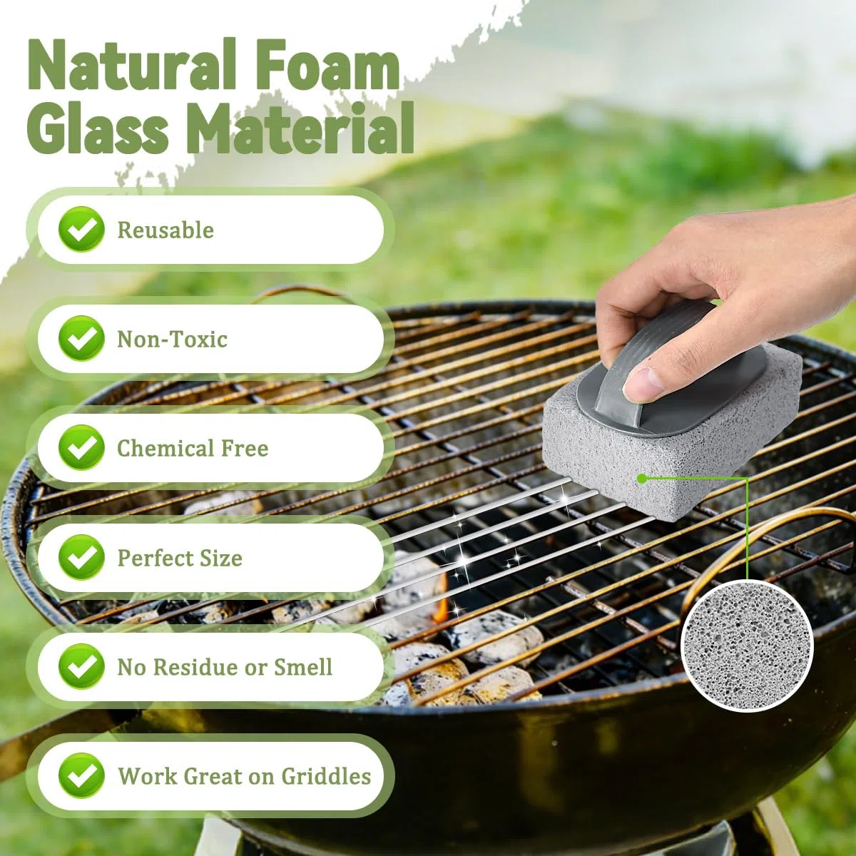 4 Piezas Piedra de Limpieza de Pómez, Bloque para Limpieza de Parrilla Bloque de Limpieza de Piedra Pómez con Asa Ladrillo de Limpieza de Parrilla para Lavabo Barbacoa Baño Piscina