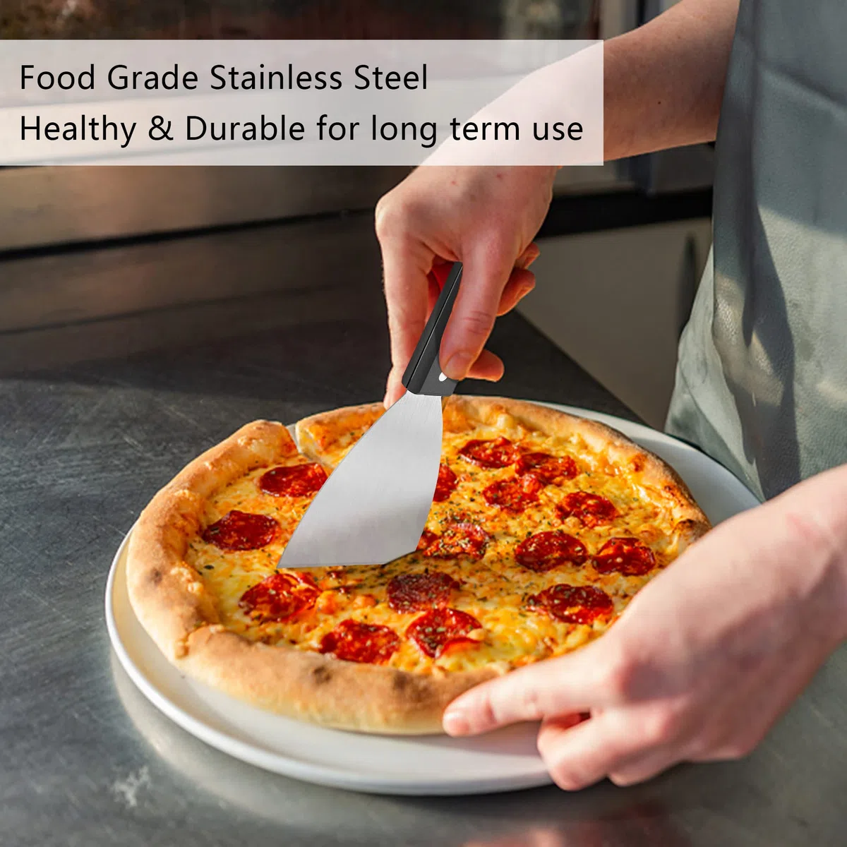 Joyfair - 2 raspadores de Parrilla de Acero Inoxidable con Borde Inclinado para Servicio de Alimentos/cocinar/Limpiar, Ideal para barbacoas en Interiores y Exteriores, Mango ABS, Apto para