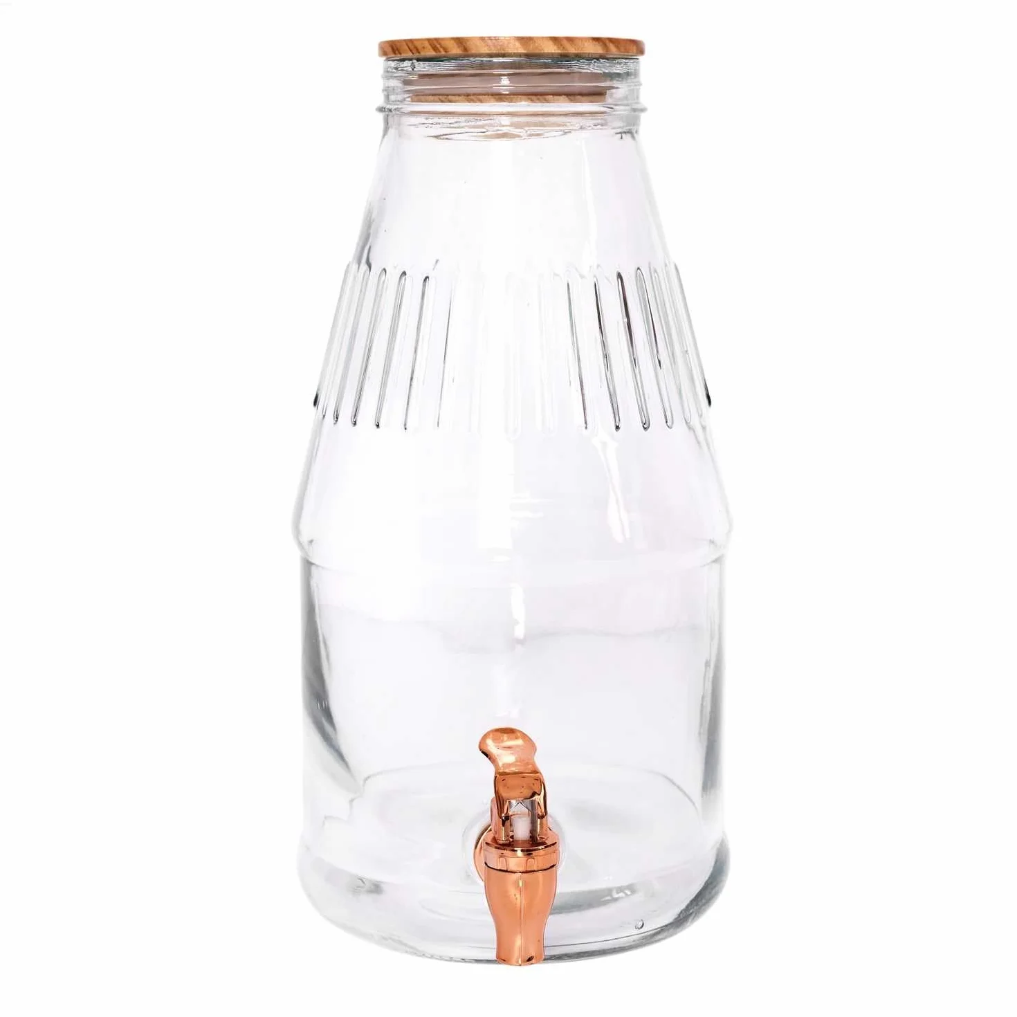 COOK CONCEPT - KA5906 Fuente de Bebida de Vidrio con Grifo de Servicio - Diseñada para Bebidas Refrescantes - Capacidad 3.8L - Amplia Apertura - Tapa de Madera
