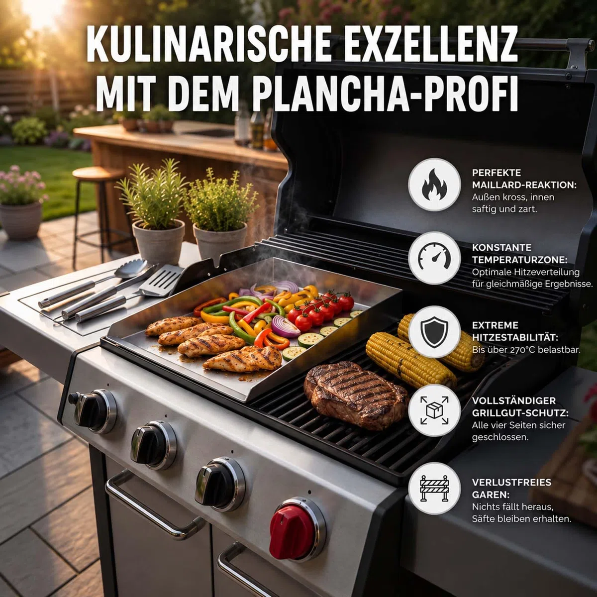 BURI Juego de 2 planchas de 30 x 37 cm, compatible con Char-Broil EVOLVE Gas 330/440