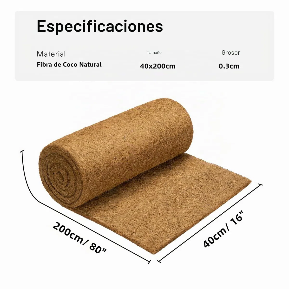 Rollo de Revestimiento de Coco 100% Natural, 40cm x 200 cmForro de Fibra de Coco Estera Gruesa de Fibra de Coco Forro de Hoja de Coco para Jardinera Ventana Caja Canasta de Flores Alfombrilla