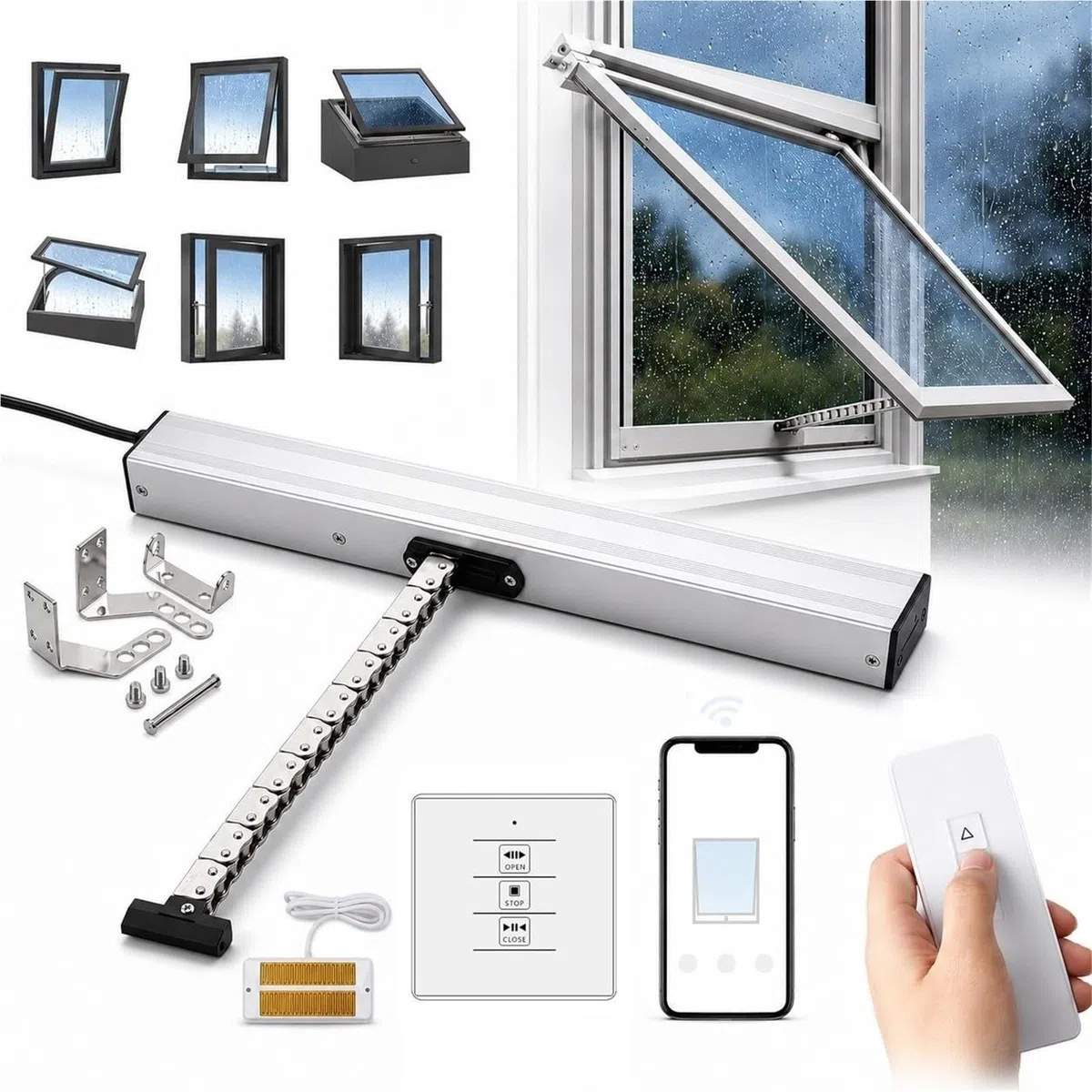 Abridor de Ventana Electrico 24V Motor Cadena Tragaluz Opener