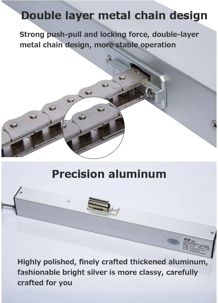Actuador eléctrico de 24 V, carrera de 300-1000 mm, IP32 impermeable, carga 400N, mecanismo de cadena motorizado para tragaluces y rejillas de ventilación de techo, automatización del hogar