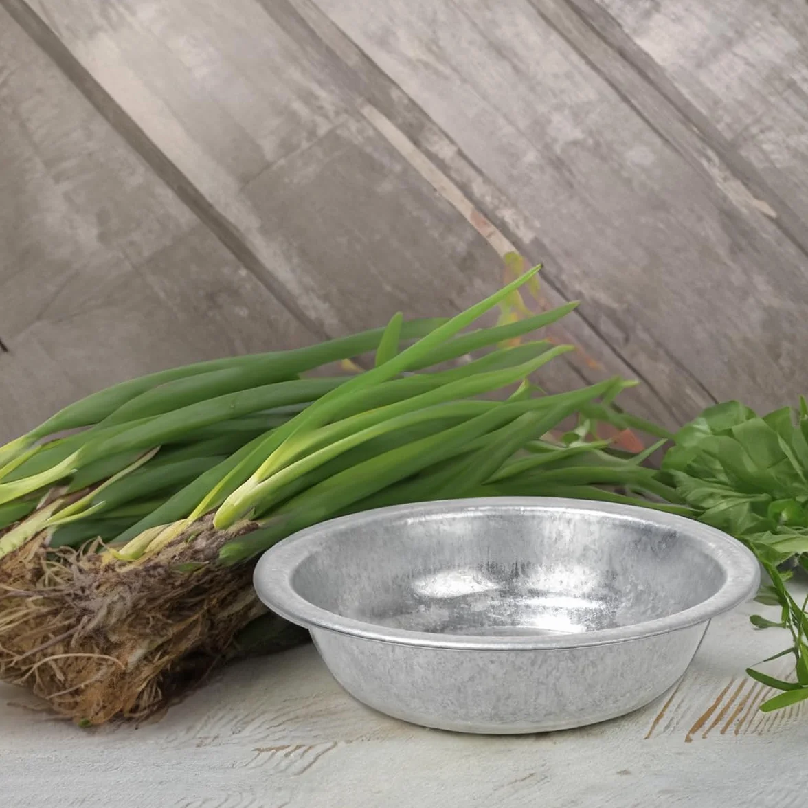 Maceta redonda de zinc como cuenco para flores y decoración de jardín - Gran bañera de metal de 50 cm para exteriores - Cuenco de zinc como fuente solar o maceta para exteriores