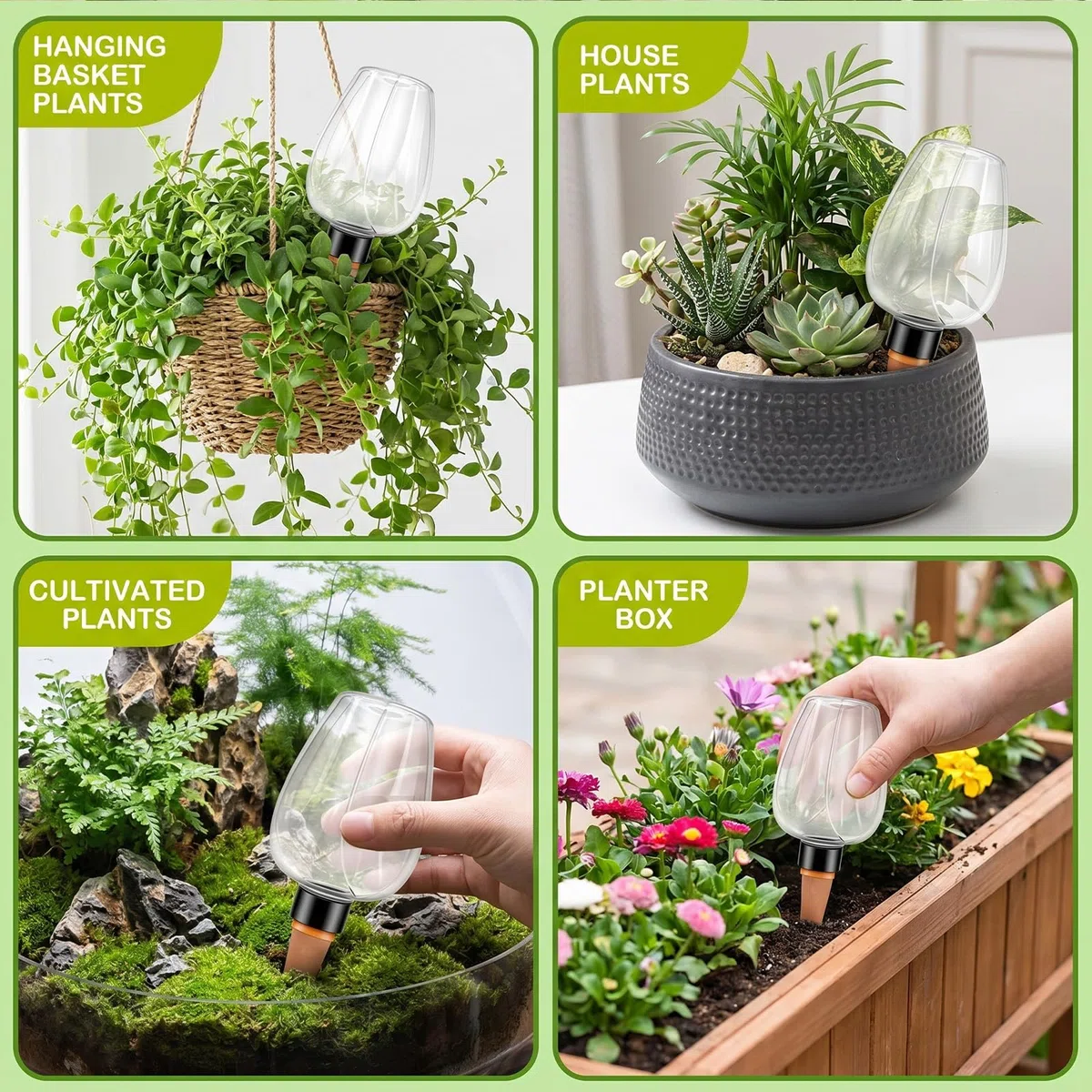 Bolas De Riego, Juego De 4 para Riego Automático De Plantas, Esferas De Agua para Plantas, 350 Ml De Autorriego, Bola De Riego para El Riego Automático De Plantas De Interior Y Balcón