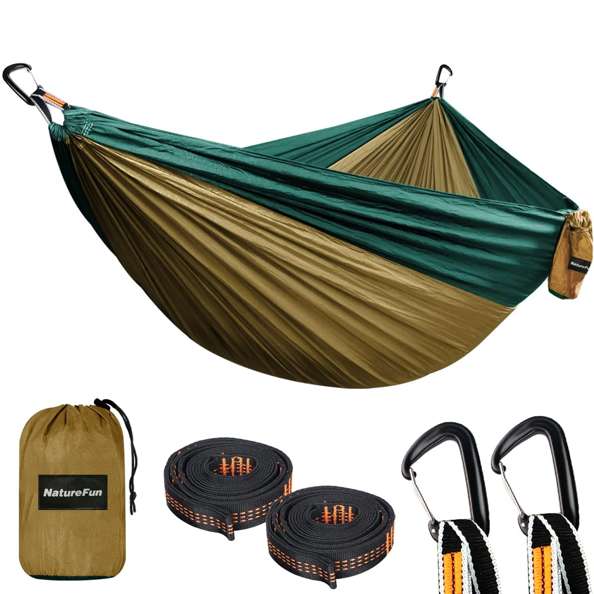 NATUREFUN Hamaca de Viaje Ultraligera 300 kg de Capacidad de Carga paracaídas Nailon Transpirable, de Secado rápido