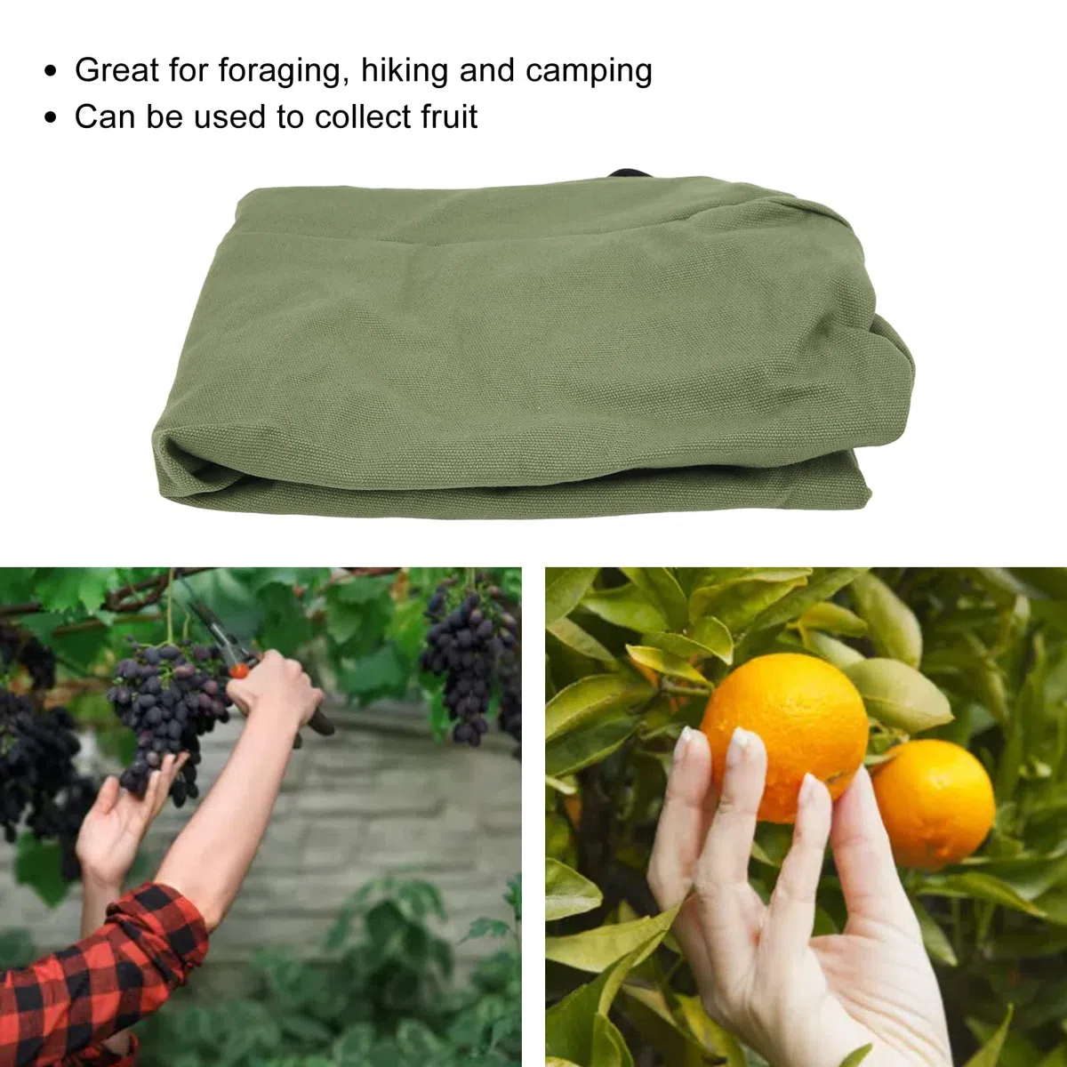 SOONHUA Bolsa de recolección de Bolsas de Setas con diseño montado en la Cintura, Tela Oxford, Plegable, Lavable, Reutilizable, Bolsa de Almacenamiento de Frutas para forrajeo de Flores y Hongos