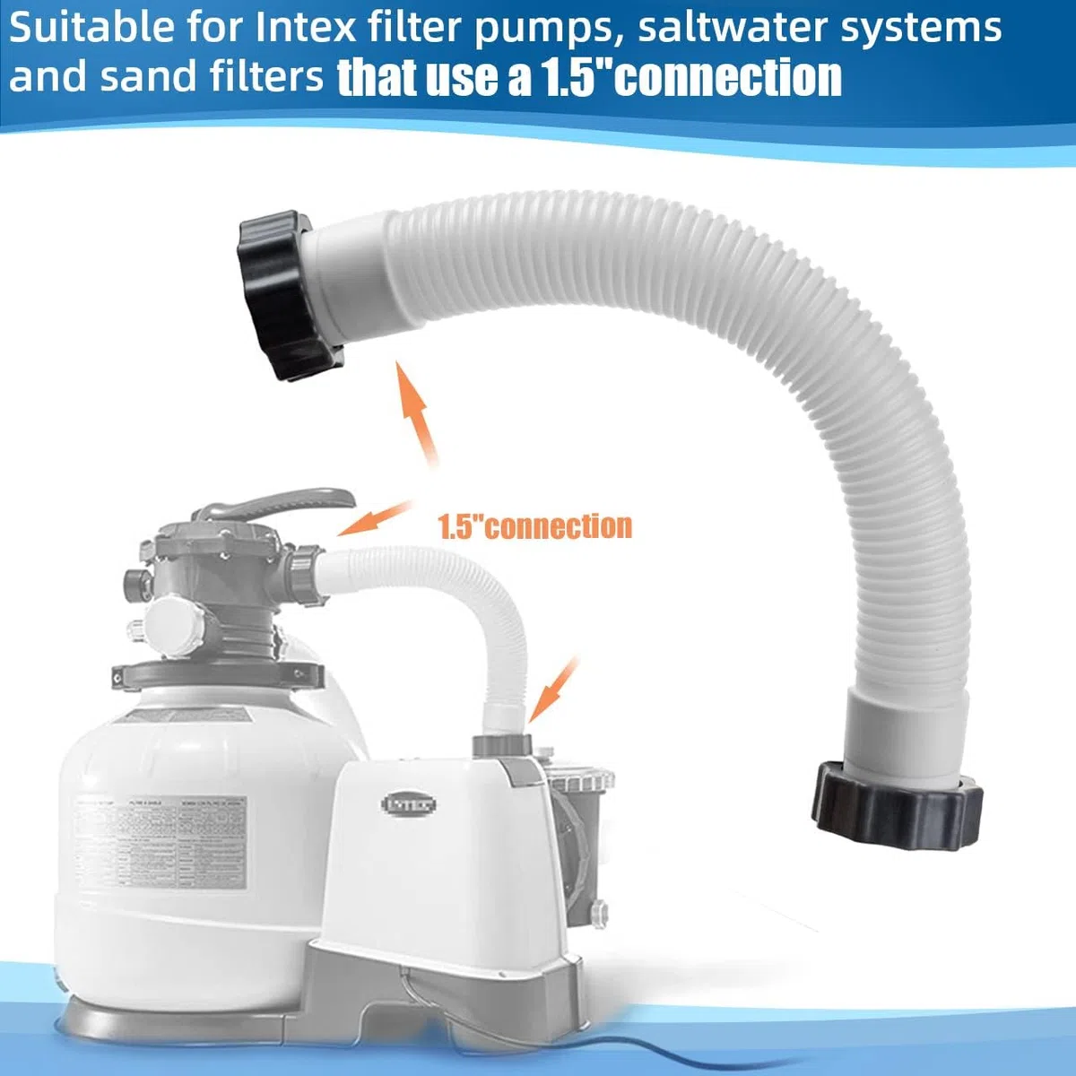 Manguera de Repuesto para Filtro de Piscina, Manguera de Piscina 38 mm,Manguera de Repuesto para Bomba de Piscina,Manguera de repuesto para piscina,adecuada para bomba de filtro y filtro de arena