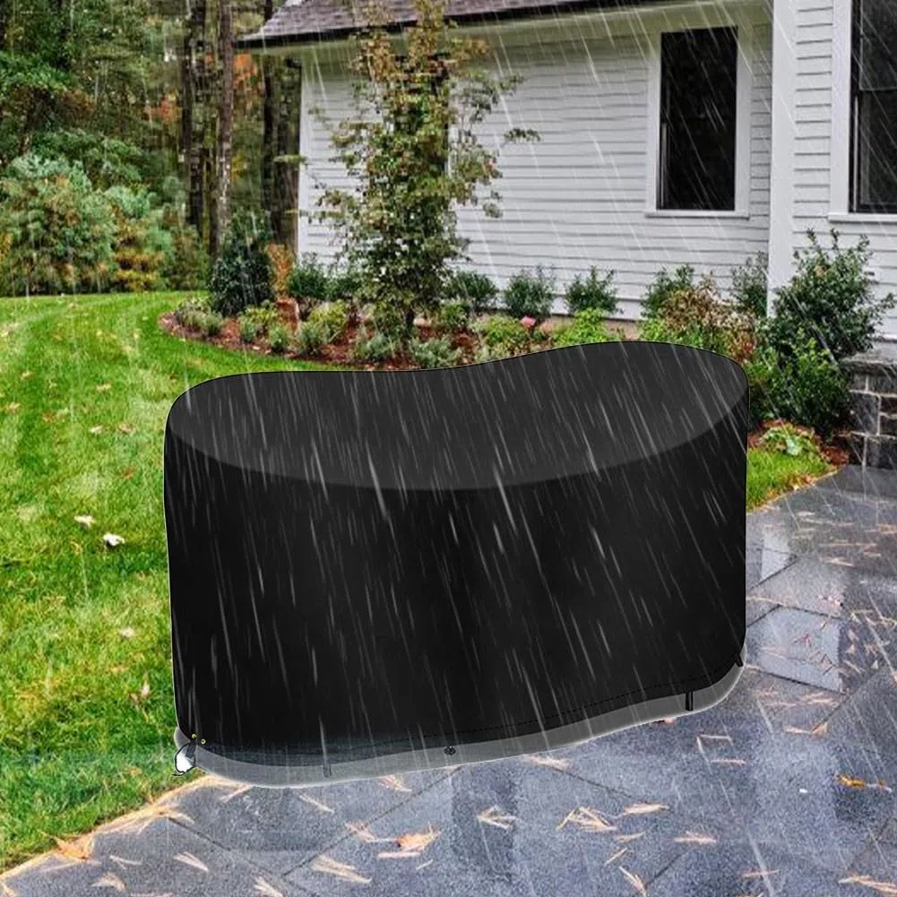 Funda ovalada para mesa de jardín, resistente al agua, resistente al viento, a prueba de polvo, anti-UV, con cordón ajustable (124 x 63 x 80 cm)