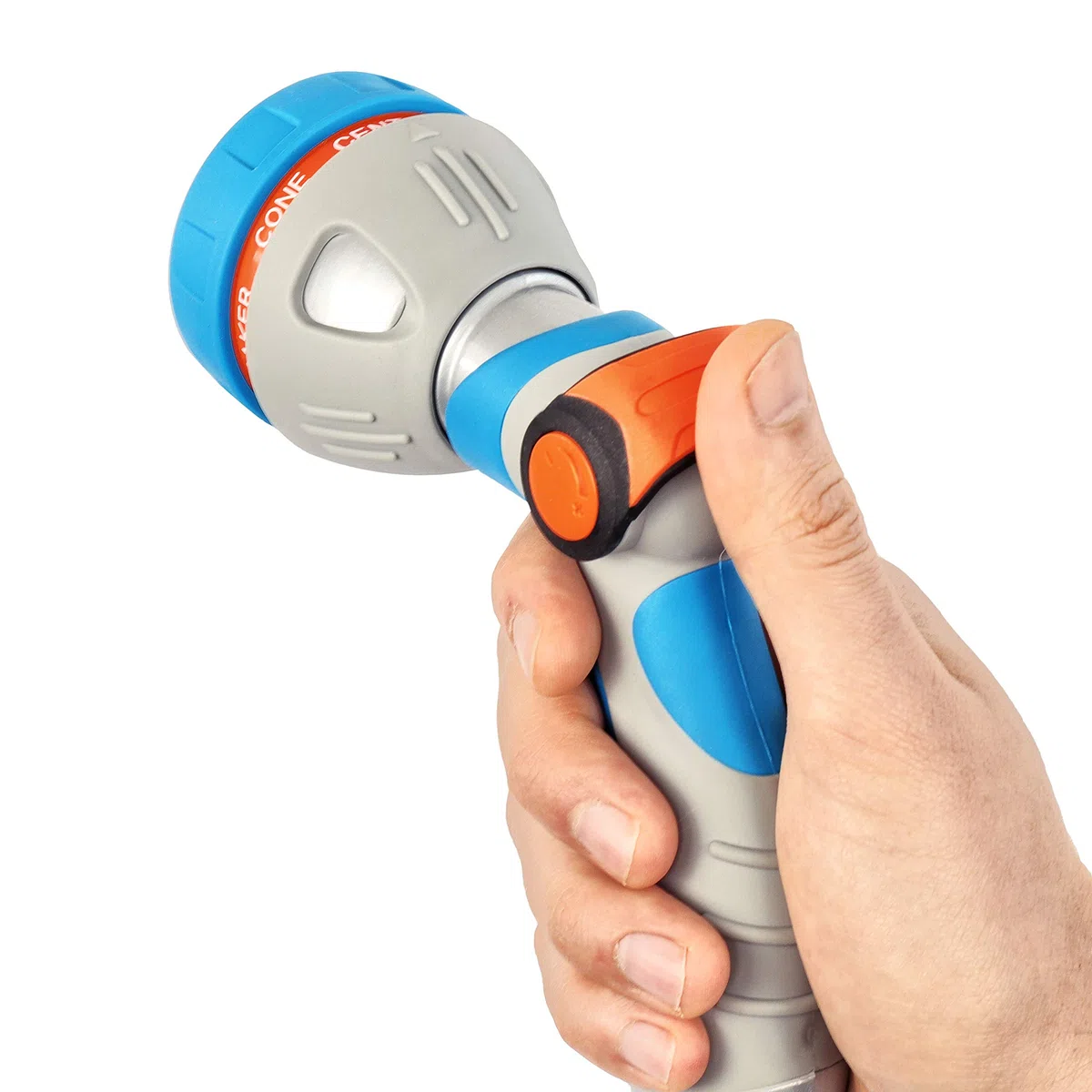 GRÜNTEK Pistola de Riego en Métal para Manguera de Jardín - Pulverizadora con 7 Spray Lígera y Resistente - Se controla de una mano - Water-Stop integrado