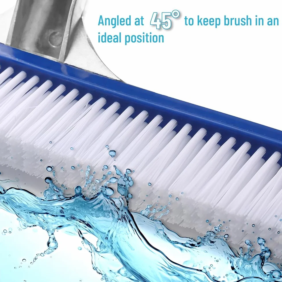 Cepillo Piscina con pertiga 180cm,Cepillo para Limpiar Piscinas 45cm,Cepillo para Limpiar Piscinas,con Barra de Aluminio Ajustable y Parte Trasera de Aluminio Reforzado para Paredes, Azulejos