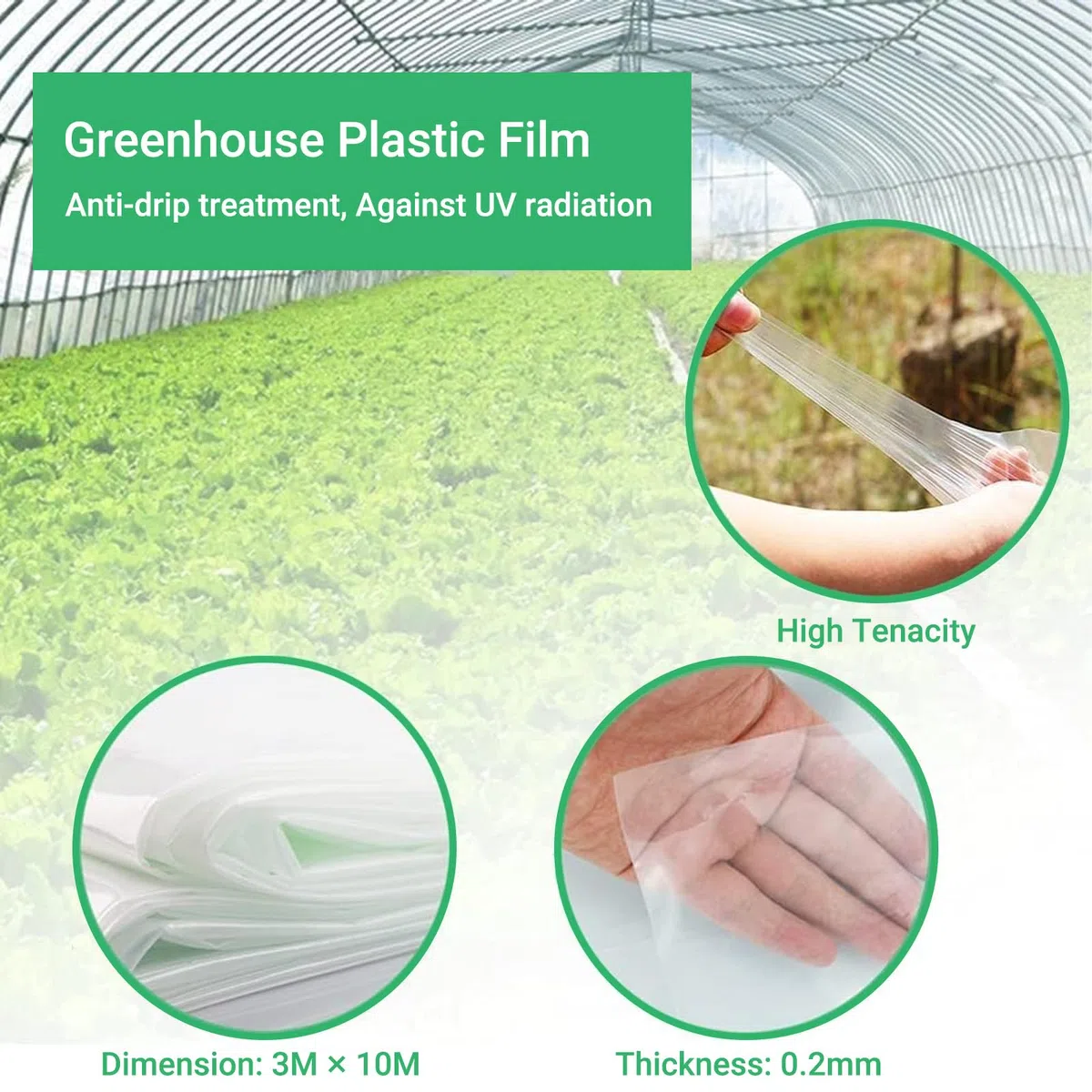 DAZZTIME 3 x 10M Plástico Invernadero Transparente,Cubierta Invernadero Plastico,Plasticos para Invernaderos,para Proyectos Industriales, Residenciales, Agricultura, Mampostería(200Mu/1000G)