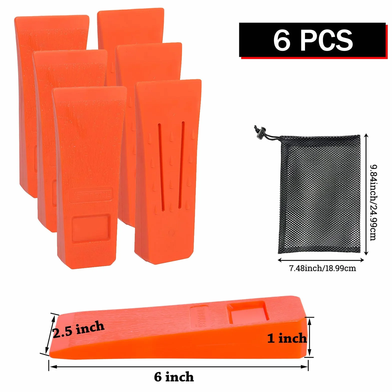 6" Cuñas de tala para motosierra con púas, una tala segura, ABS Cuñas de división con bolsa, robusta y duradera, accesorios forestales bosque, accesorio herramienta para leñadores (6 piezas)