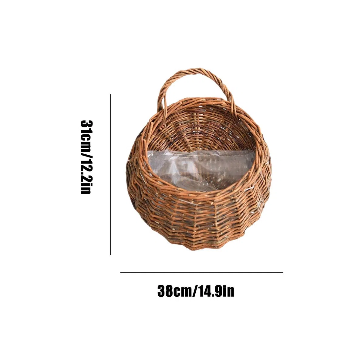 Cestas de Mimbre para Pared - Hechas a Mano con Ratán, Macetero Natural Colgante - Cestas de Mimbre para la Pared | para Hogar, Jardín, Boda, Cocina, Guardería, Dormitorio, Sala de Estar, Planta, Gran