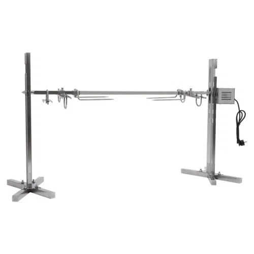 Barbacoa eléctrica giratoria con 2 agujas de carne para actividades al aire libre, camping, picnics, fiestas, 15 W, 220 V