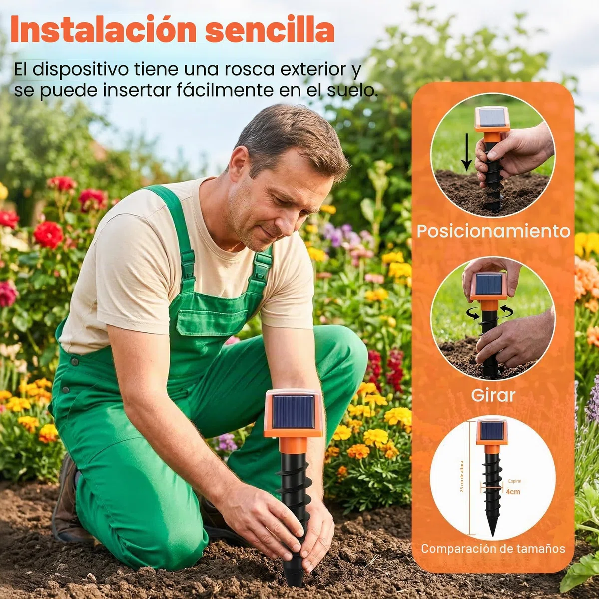 Repelente Solar de Ultrasonidos para Topos y Roedores 2 Unidades, 6 Modos Aleatorios 200m² por Dispositivo Protección 360° Luz LED IP66 Impermeable Ideal para Jardín y Césped