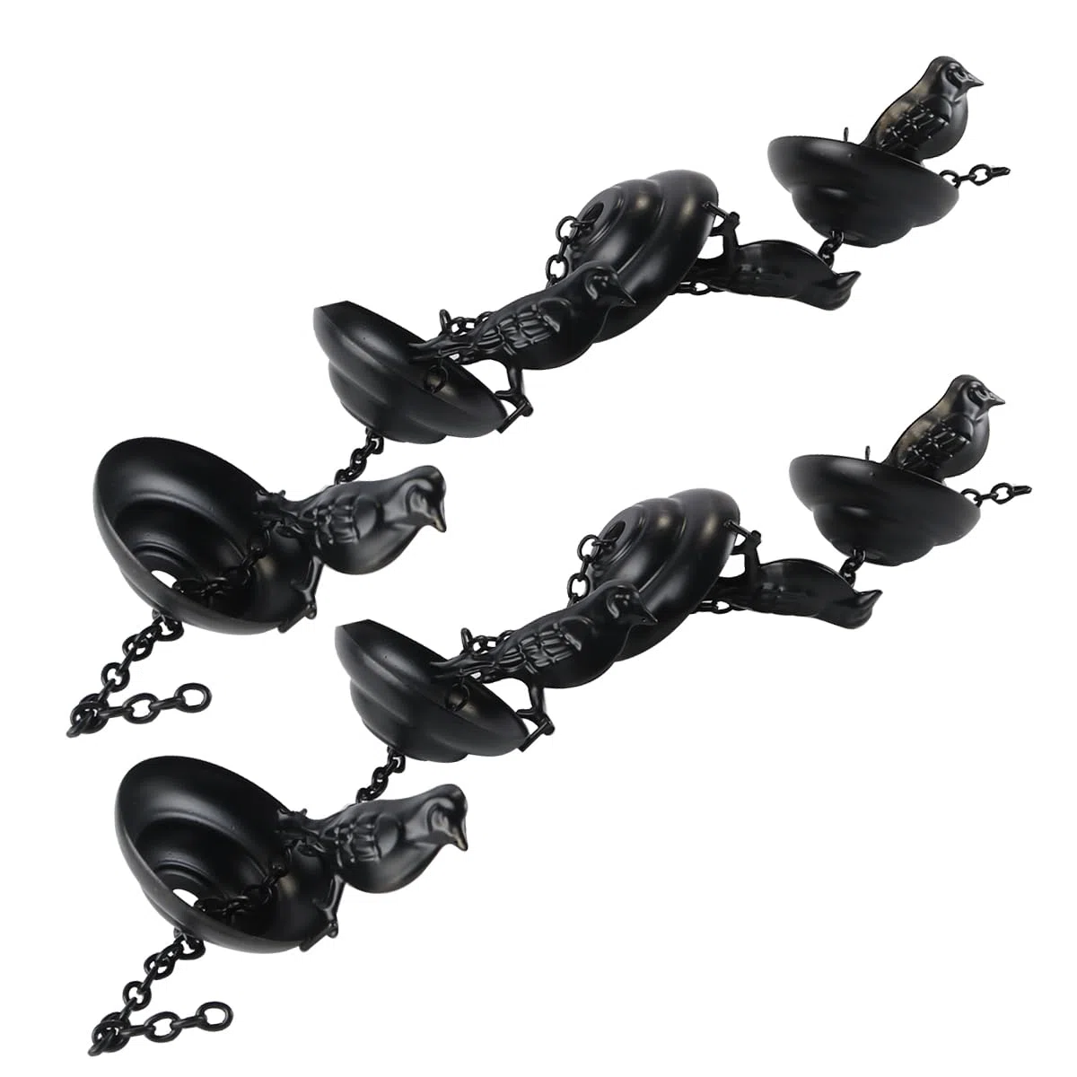 Namvo Cadena De Lluvia con Forma De Pájaro para Exteriores, Decorativa, Colgante, para Inauguración De La Casa, Canaletas Decorativas, Móvil, Pájaros En Tazas, Campanillas De Lluvia Negras