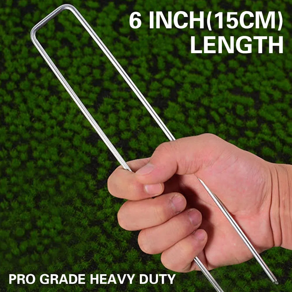 Bakulyor 50 grapas para jardín, 15 cm, U, Negro, plateado