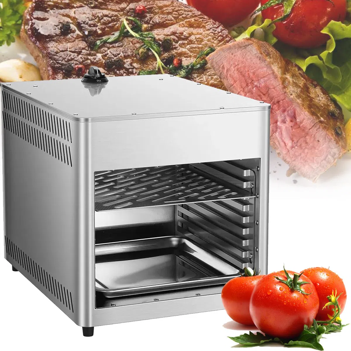 Horno de Gas Comercial de Acero Inoxidable para Carne, Pizza, salmón, Frutas y Verduras, NPJ003G, Temperatura Constante de 800 °C