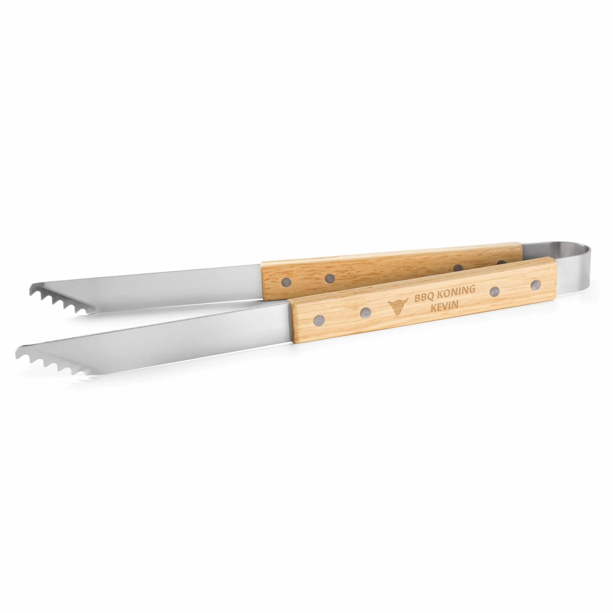 Pinzas para Barbacoa Personalizadas - Regalo para la Pascua, de Acero Inoxidable y Madera de Roble