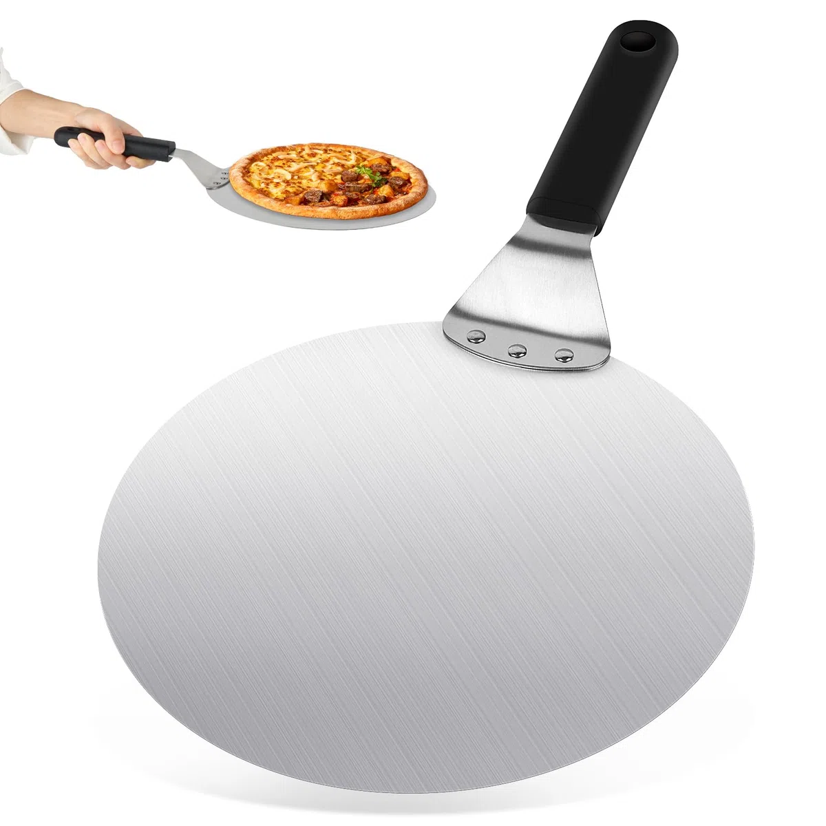 Pala para Pizza, Pala para Pizza Horno inoxidable, 10 Pulgadas pala Pizzas para Pan Barbacoa Cocinar Pizzas Colgable Fácil de Almacenar