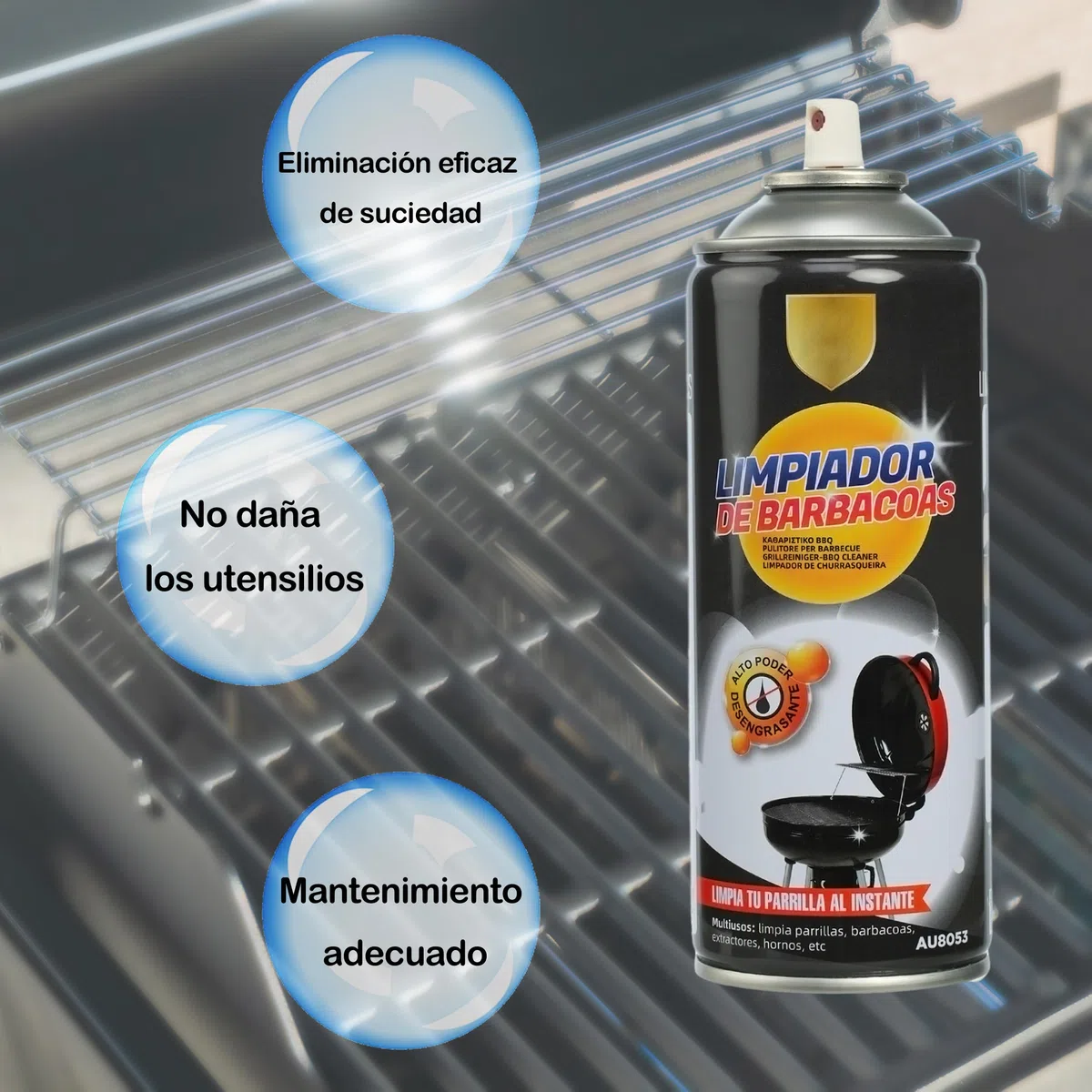 H HANSEL HOME Spray de Limpieza Profesional para Parrilla, Horno y Barbacoa - Potente Eliminador de Grasa y Suciedad - 400ml, 4 Unidades