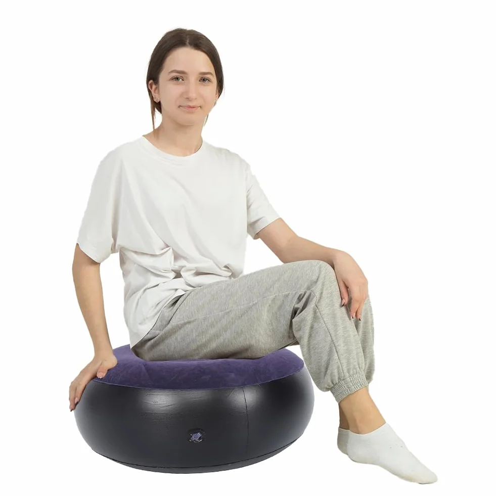 Tiiyee Taburete Flocado Inflable, Sillas Hinchables Sofa Hinchable Camping Inflable Grande Almohada De ReposapiéS PortáTil Silla Playa para Acampar Al Libre Viajes En El Hogar Y La Oficina Patio