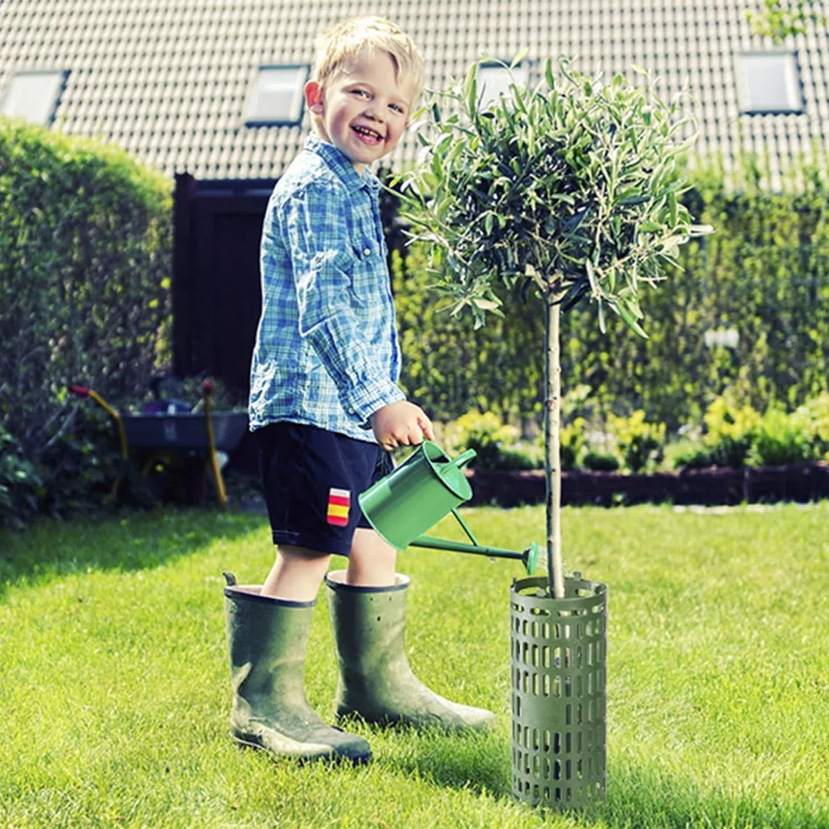 Lawei Paquete de 16 protectores de tronco de árbol con lazos de cremallera, protección de jardín, jaulas para corteza dañada, protectores extensibles de arbustos contra cortezas, cortacéspedes y