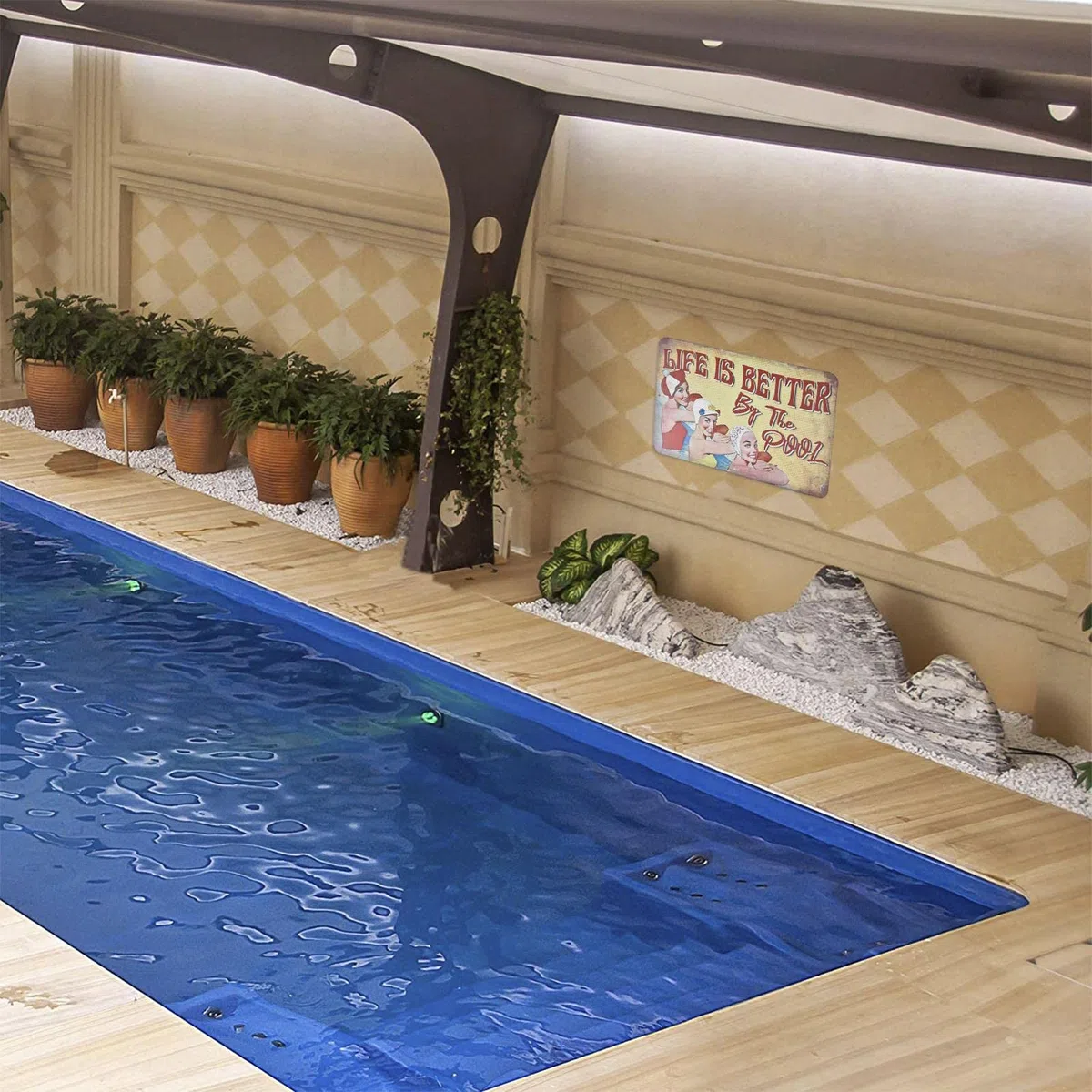 Cartel de metal para la decoración de la piscina, divertido símbolo de regla de piscina, decoración de pared, reglas de piscina personalizadas con su propio peligro, natación, señal de