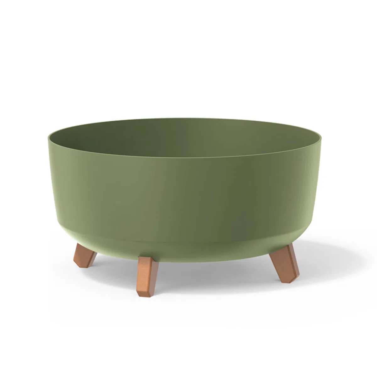 Prosperplast Macetero Color Verde Tierra, con Patas Desmontables, Redondo, colección Gracia de 38 x 38 x 19,5 cm, Capacidad de 14,3 L.