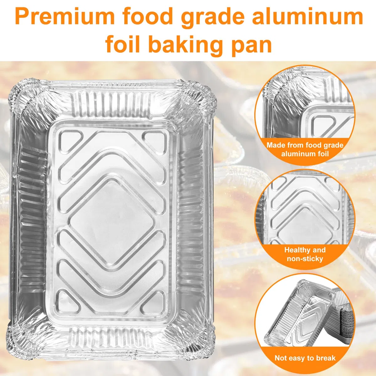 50 bandejas de aluminio pequeñas de 22 x 16 x 5 cm, bandeja desechable, 1100 ml, pequeñas bandejas de aluminio, resistentes al agua, para hornear, cocinar, freidoras de aire caliente, hornos
