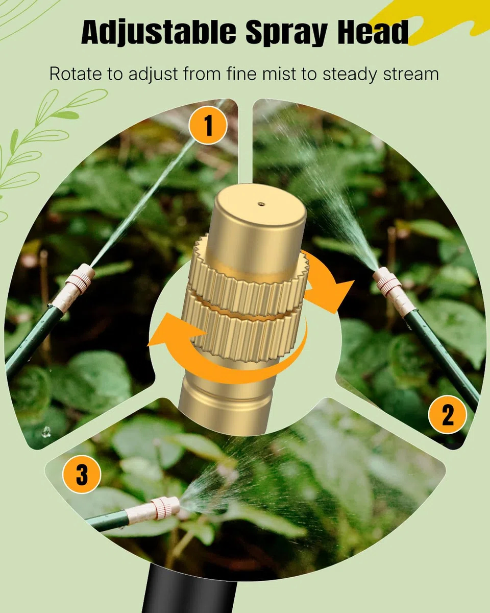Pawfly Sistema de riego automático de jardín, riego por goteo ajustable 360°, kit de riego de 15 m con boquillas para invernadero, jardineras altas y huertos