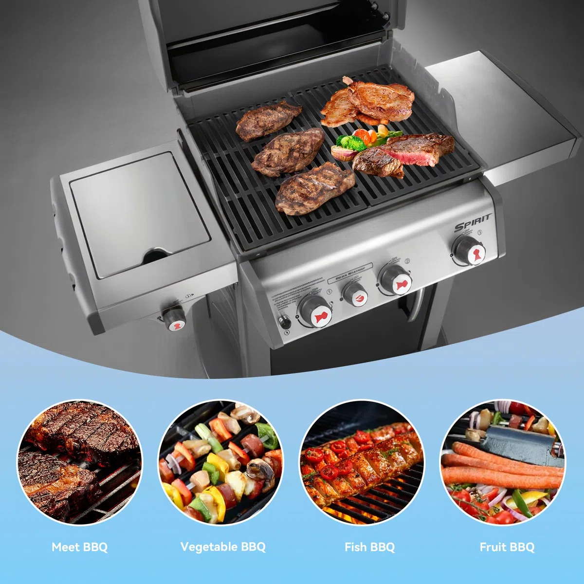 69787 Quemador de parrilla para Weber Spirit Spirit 330, Spirit 335 Parrilla (Con botones frontales), Quemador de acero inoxidable de 45,3 cm para Spirit E-330 E-335 SP-330 SP-335 SP-335
