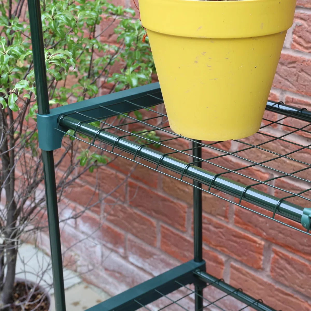 DIVCHI Estantes de almacenamiento de jardín de 4 niveles, estantería de invernadero, estante de cobertizo, estantes para plantas, estante de garaje, escenario de invernadero, fácil montaje sin