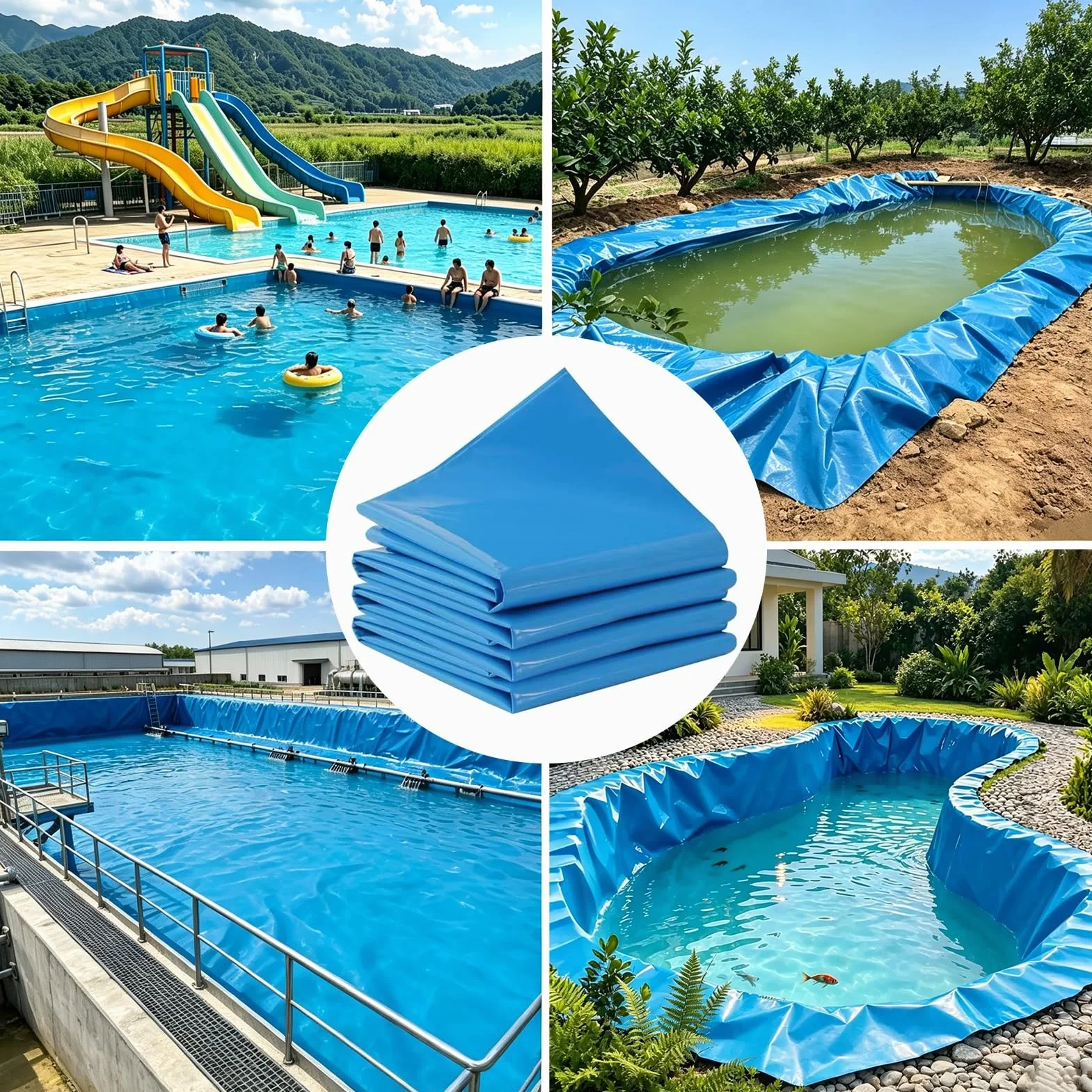 Revestimiento Flexible para Estanque Azul, Membrana para Estanque Grande 3x4m 4x5m 5x5m 6x8m, Película De Sellado De HDPE Resistente A Pinchazos para Almacenamiento De Agua(1x6m)