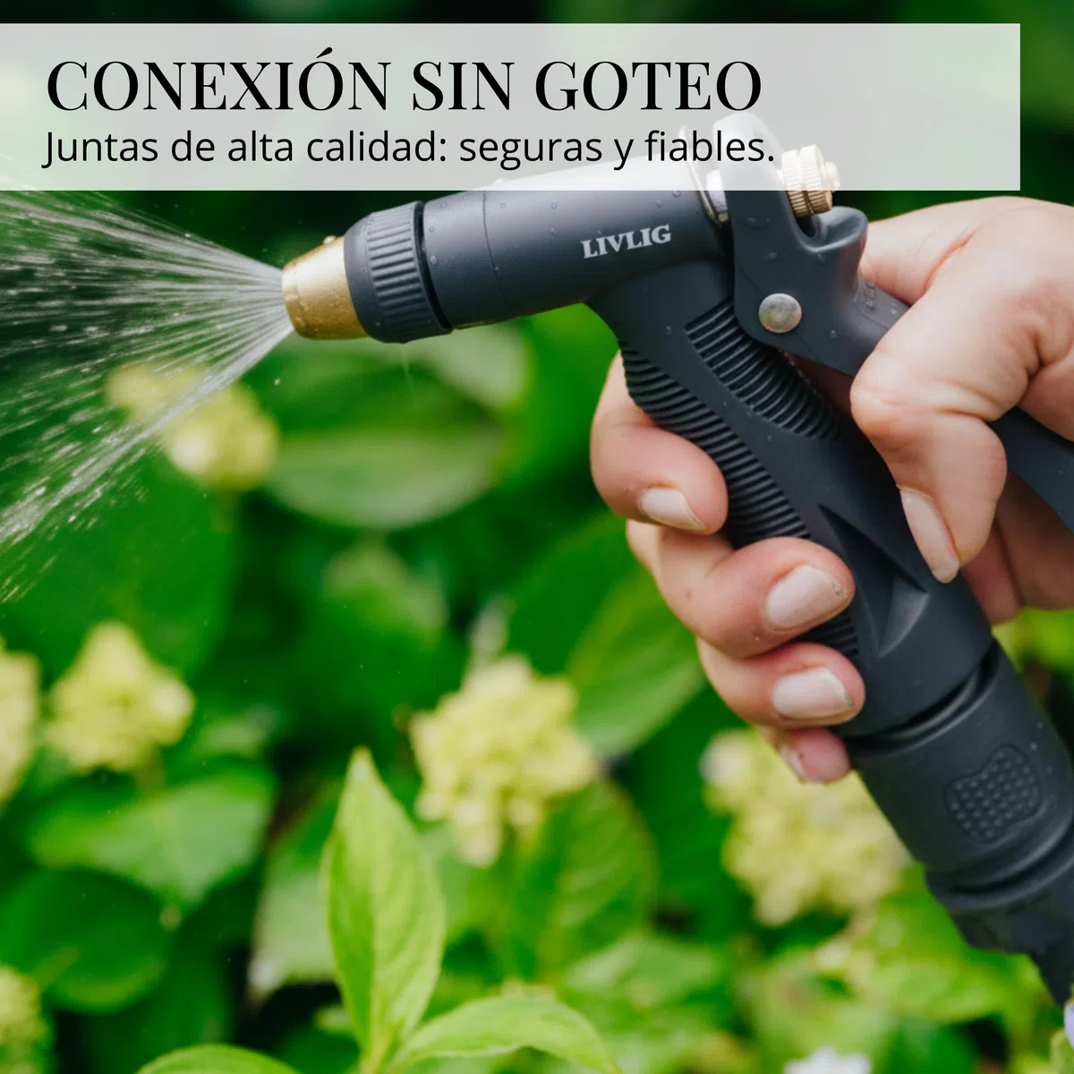 LIVLIG - Conector de manguera de plástico para manguera de jardín de 1/2 pulgadas en juego, acoplamiento de goma para manguera de jardín, color antracita