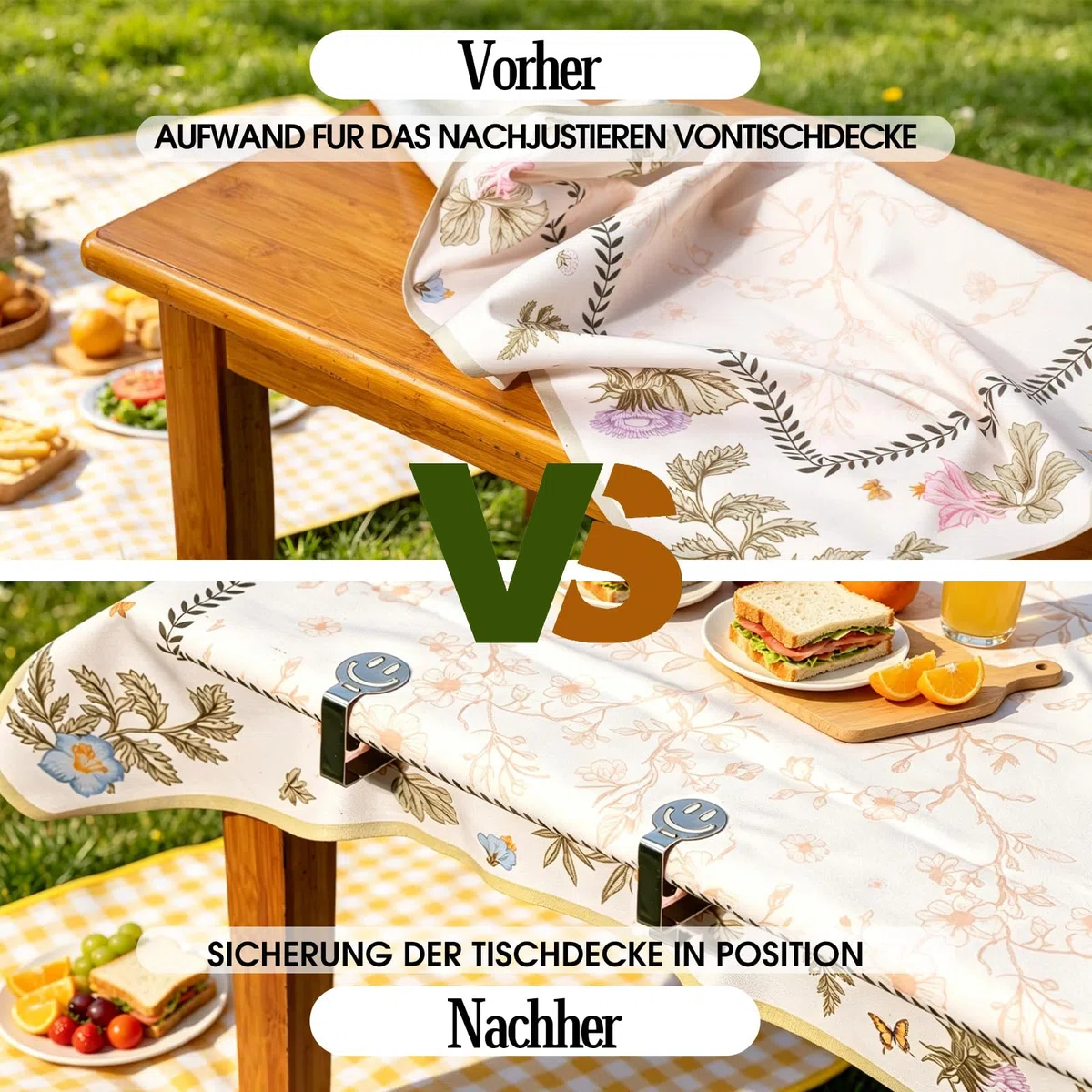 Sujeta Manteles de Mesa Pinzas para Mantel 8Pcs Acero Inoxidable 304 Antideslizante Reutilizable para Familia Camping Jardín Terraza Playa Cocina Exterior Clips Mesa Diseño Sonriente